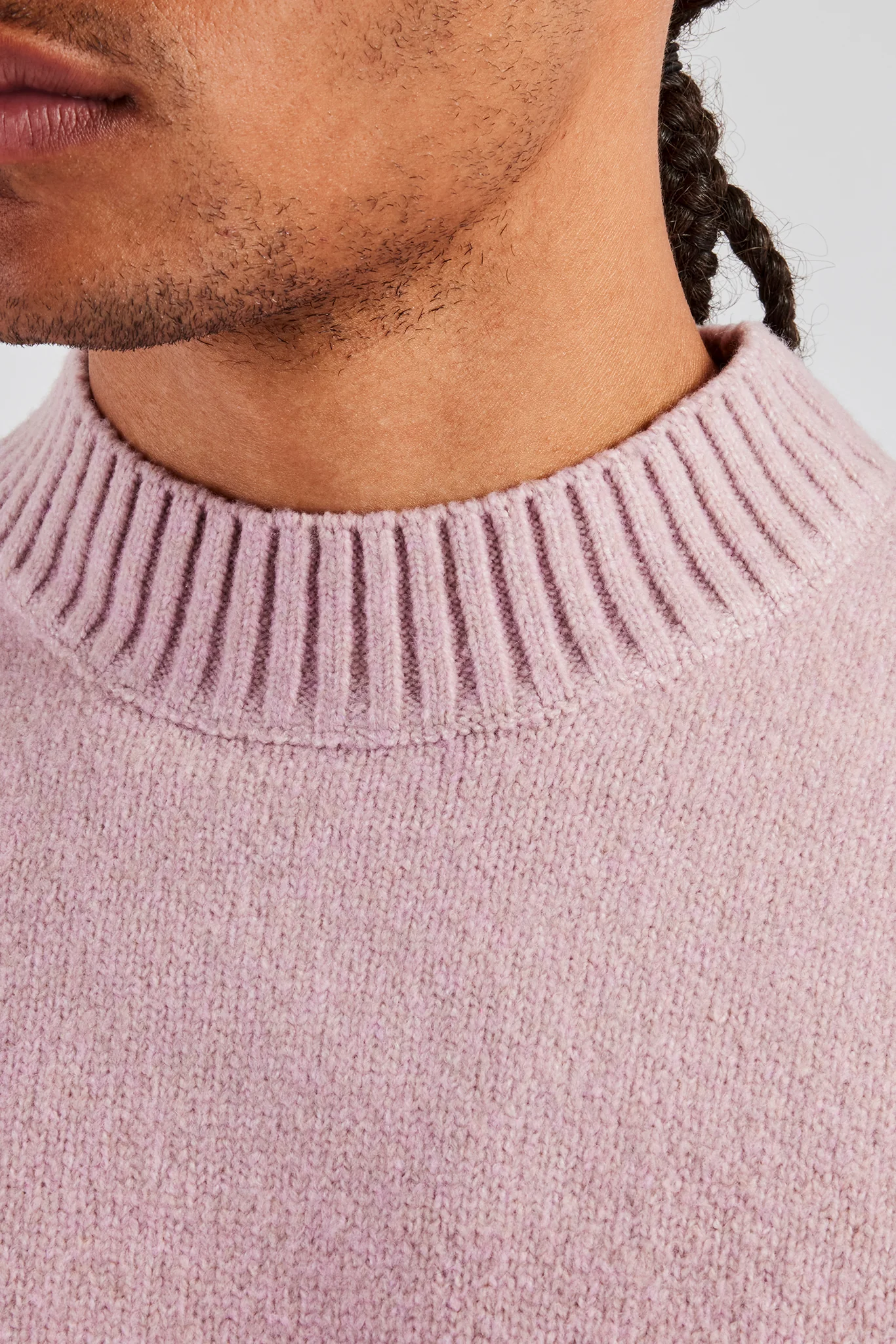 Knitted Deep Rib Sweater - Mauve - Image 3