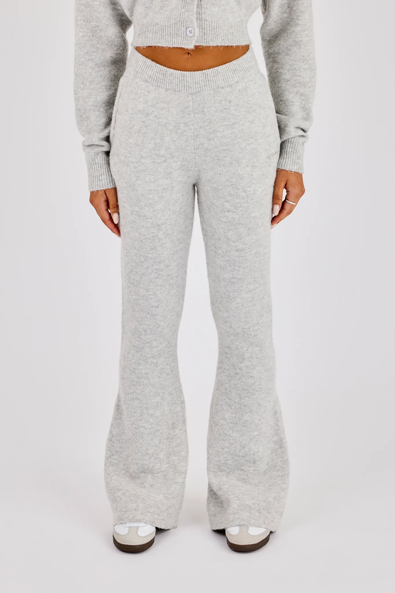 Knitted Flare Trouser - Grey - Image 3