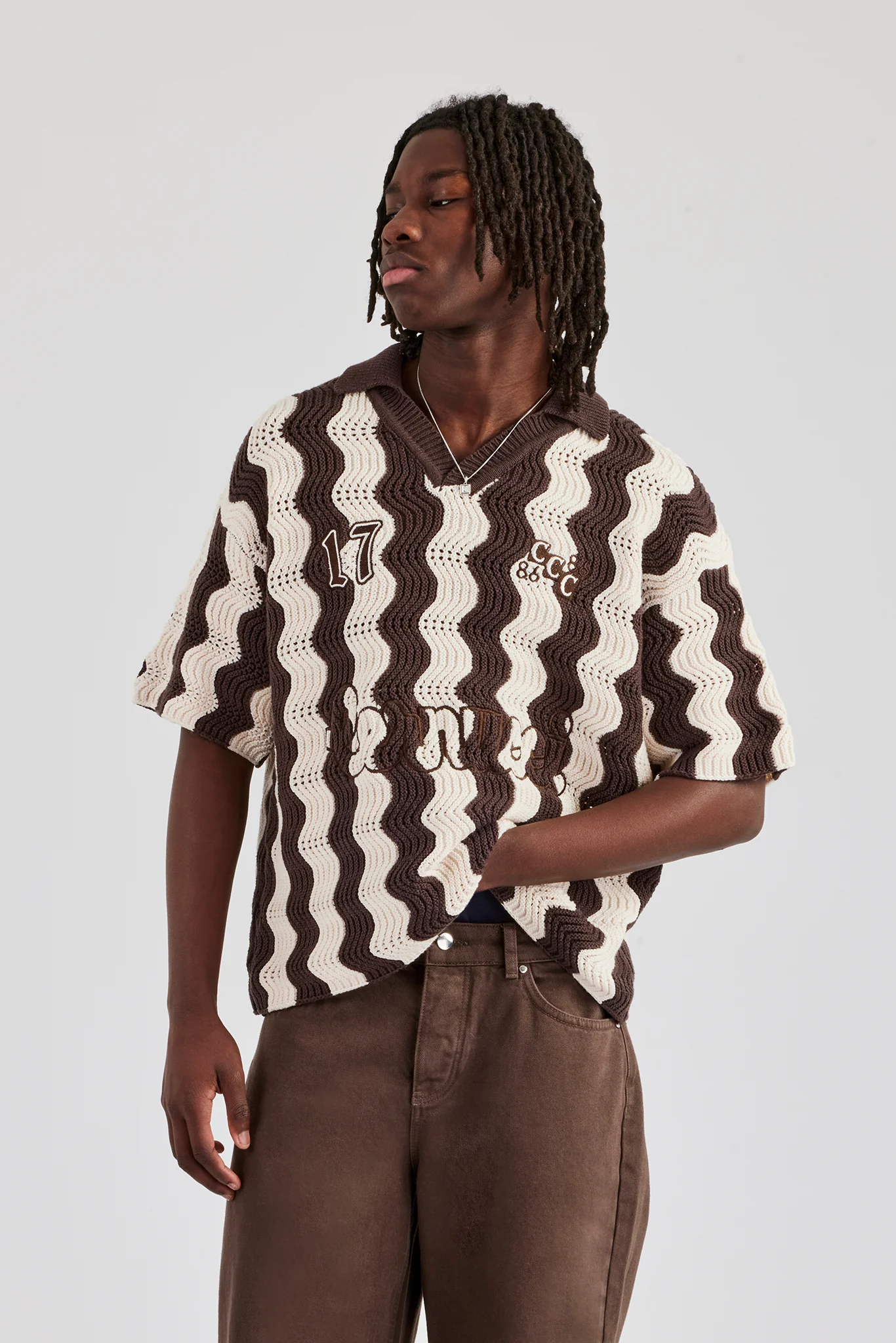 Knitted Football Top - Chocolate - Image 5