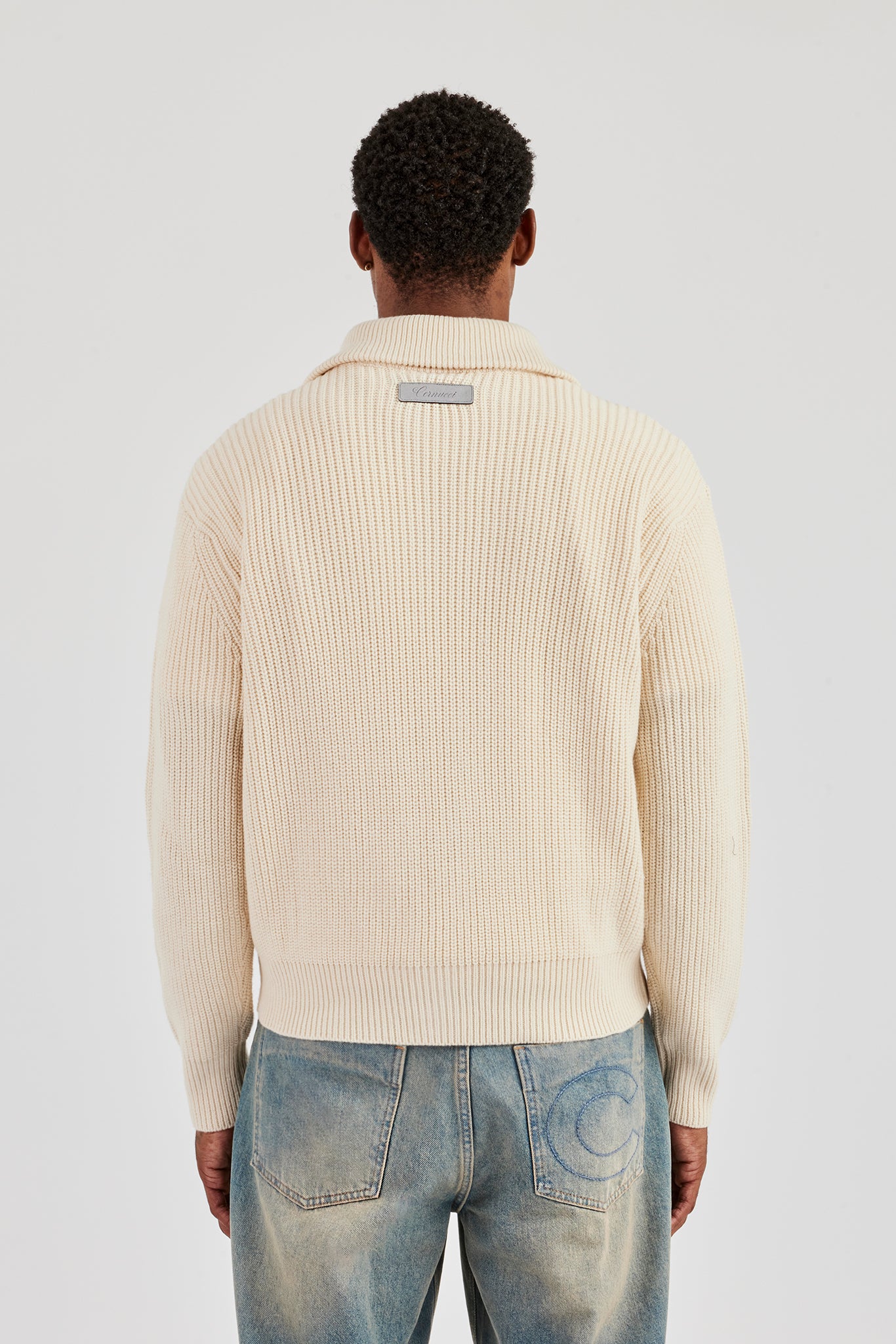 Knitted Funnel Neck Jumper - Off White - Image 4
