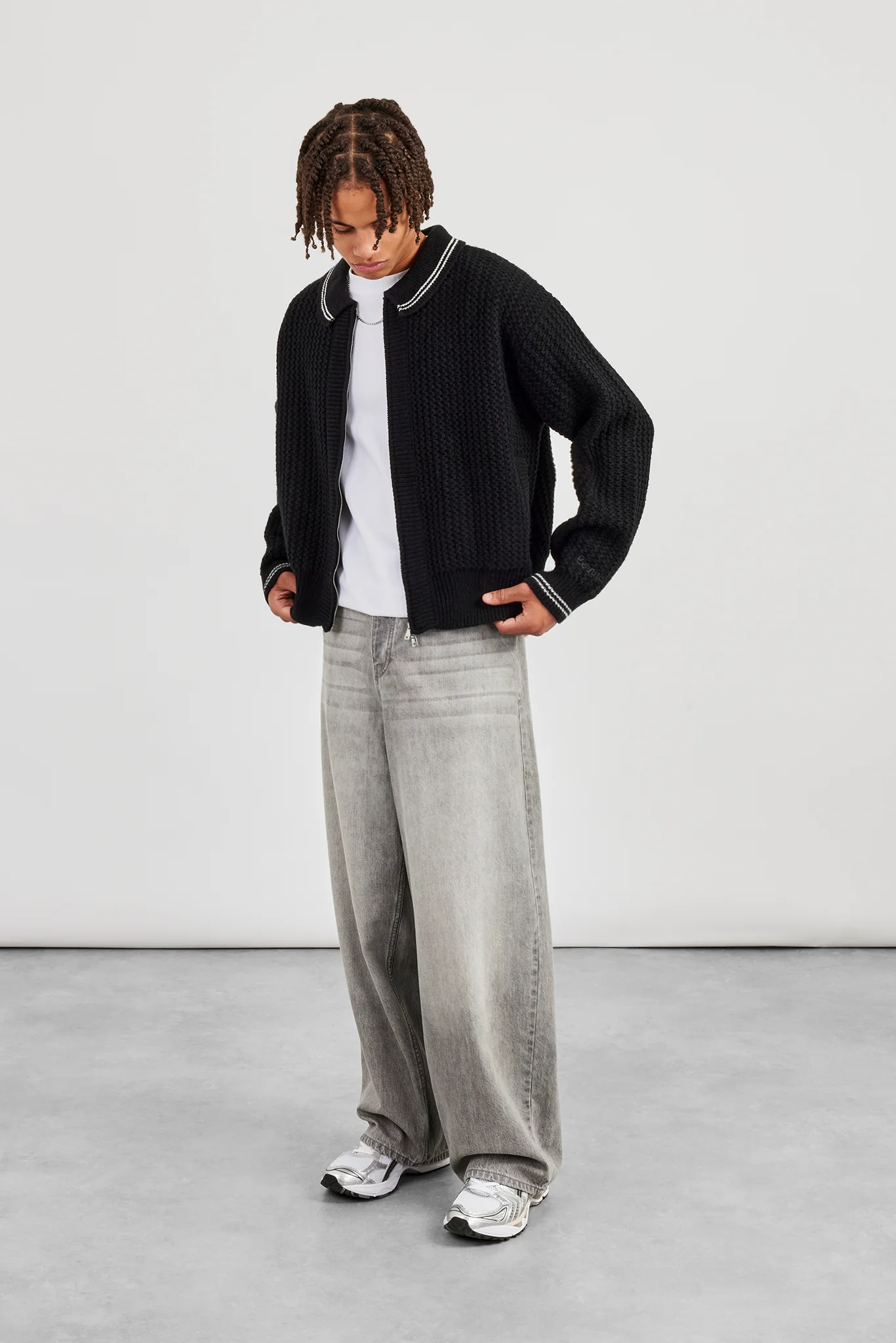 Knitted Harrington - Black - Image 2