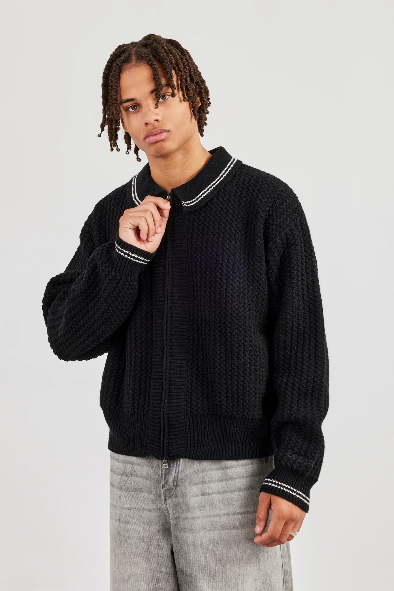 Knitted Harrington - Black - Image 4