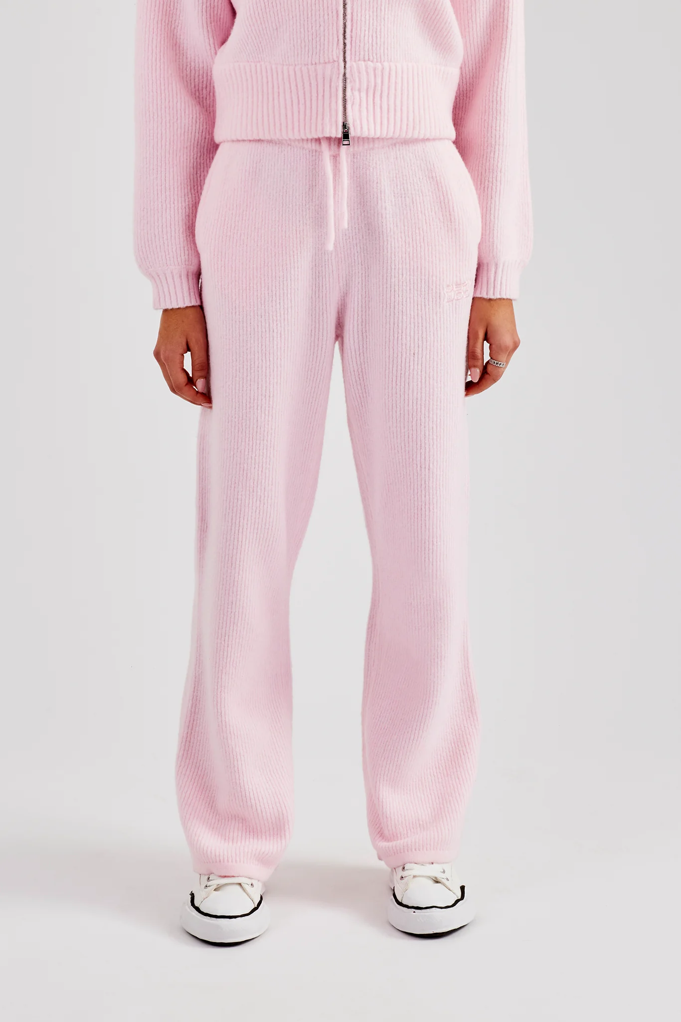 Knitted Straight Leg Trouser - Baby Pink - Image 2