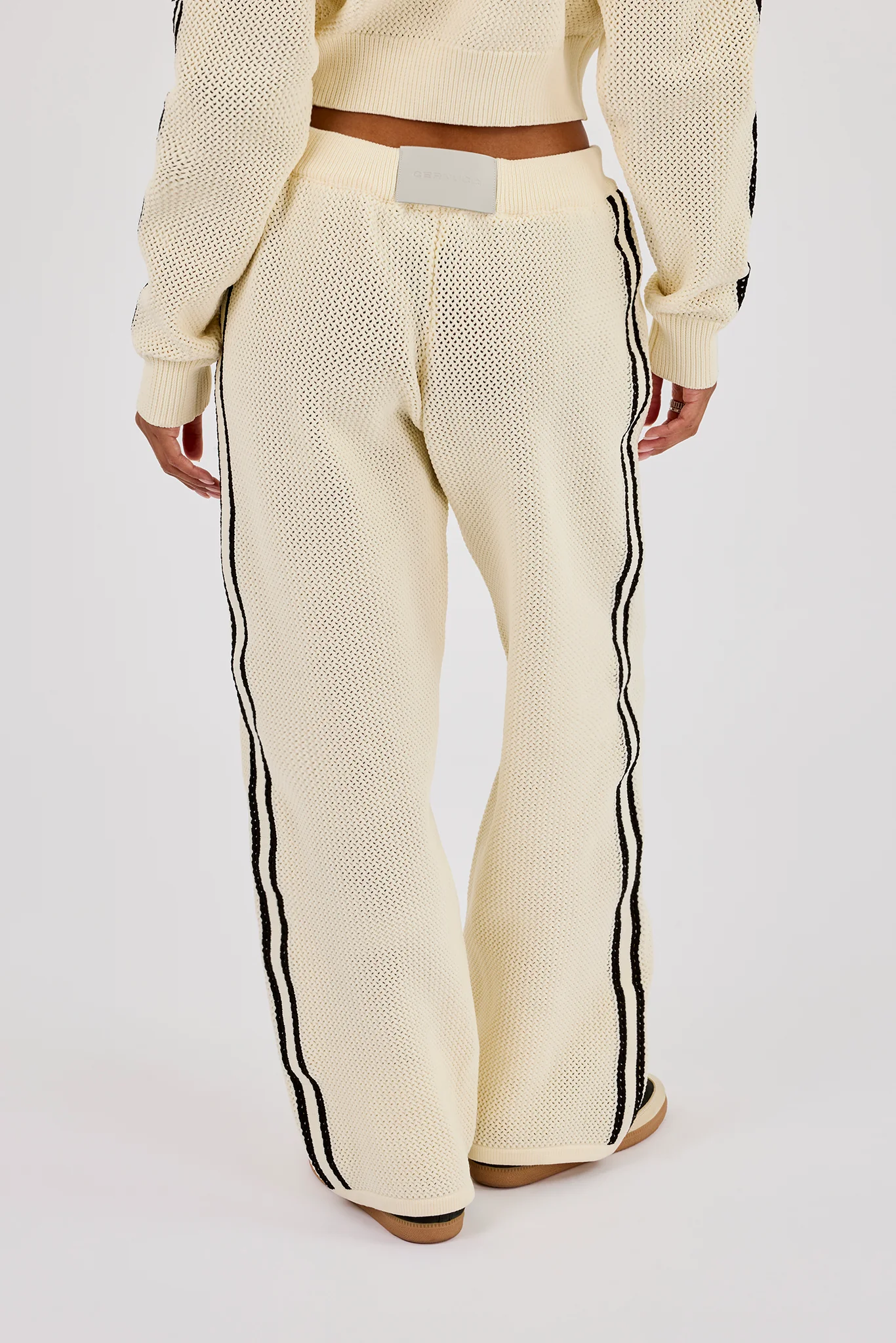 Knitted Taping Wide Leg Jogger - Off White - Image 4