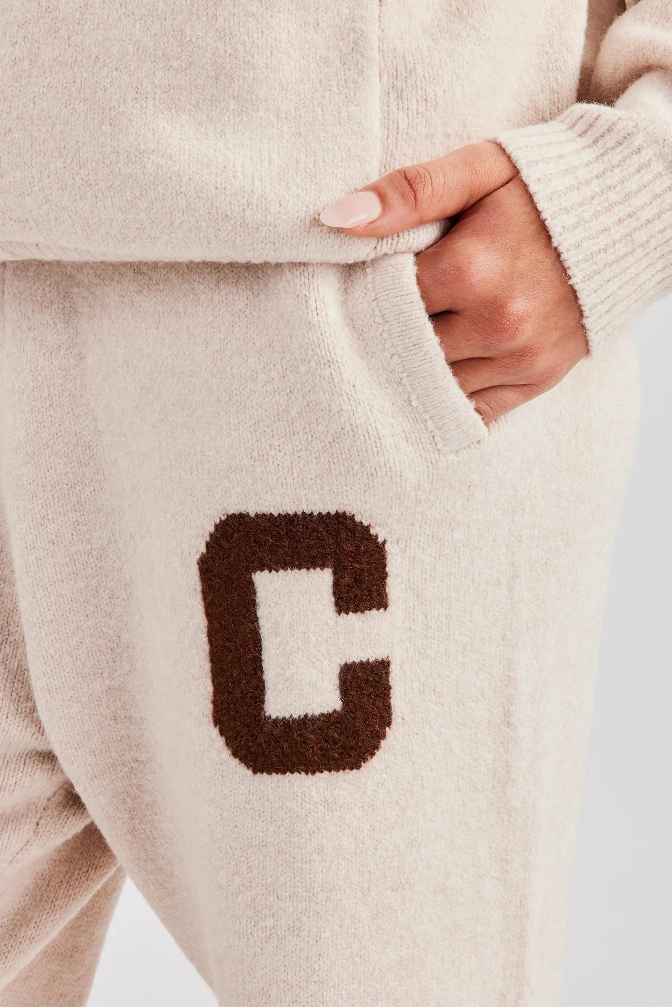 Knitted Wide Leg Jogger - Off White - Image 3