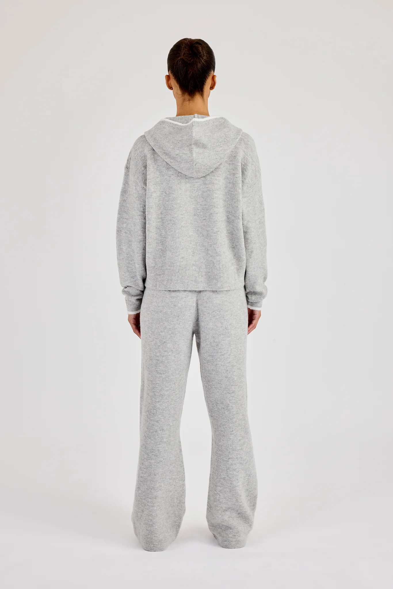 Knitted Zip Through & Jogger With Contrast Tipping - Grey - Image 3