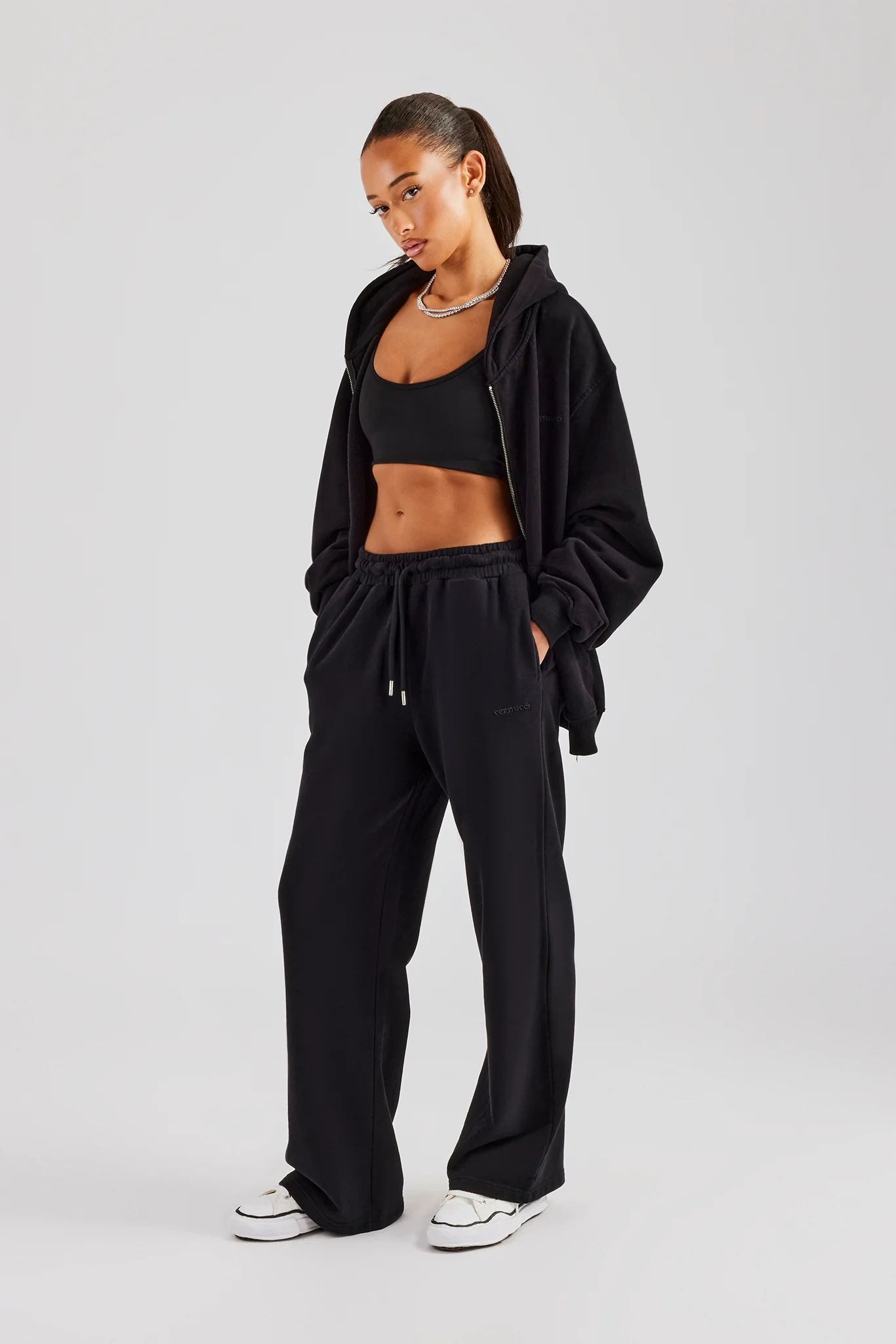 Ladies Wide Leg Jogger - Black - Image 2