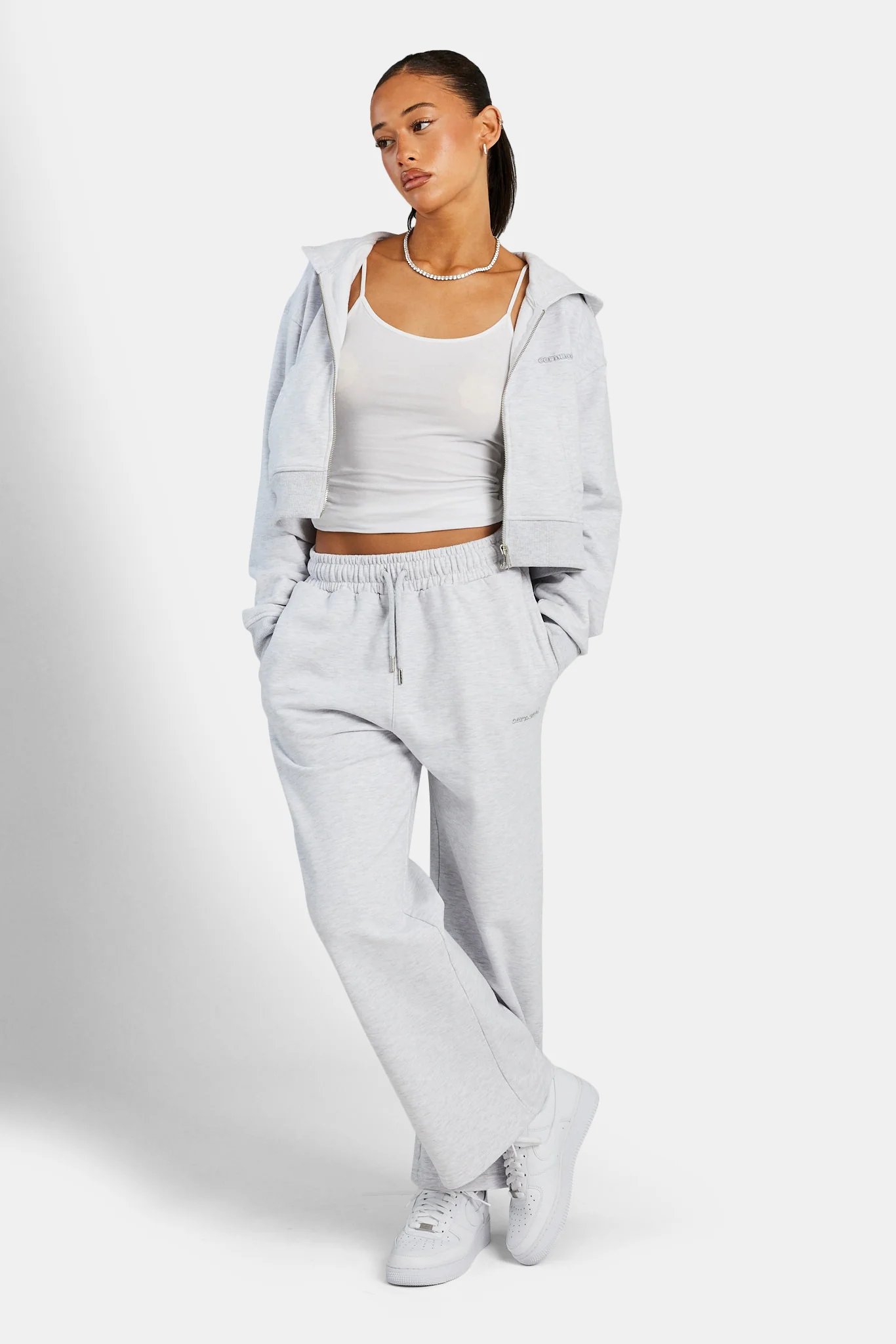 Ladies Wide Leg Jogger - Grey Marl - Image 2