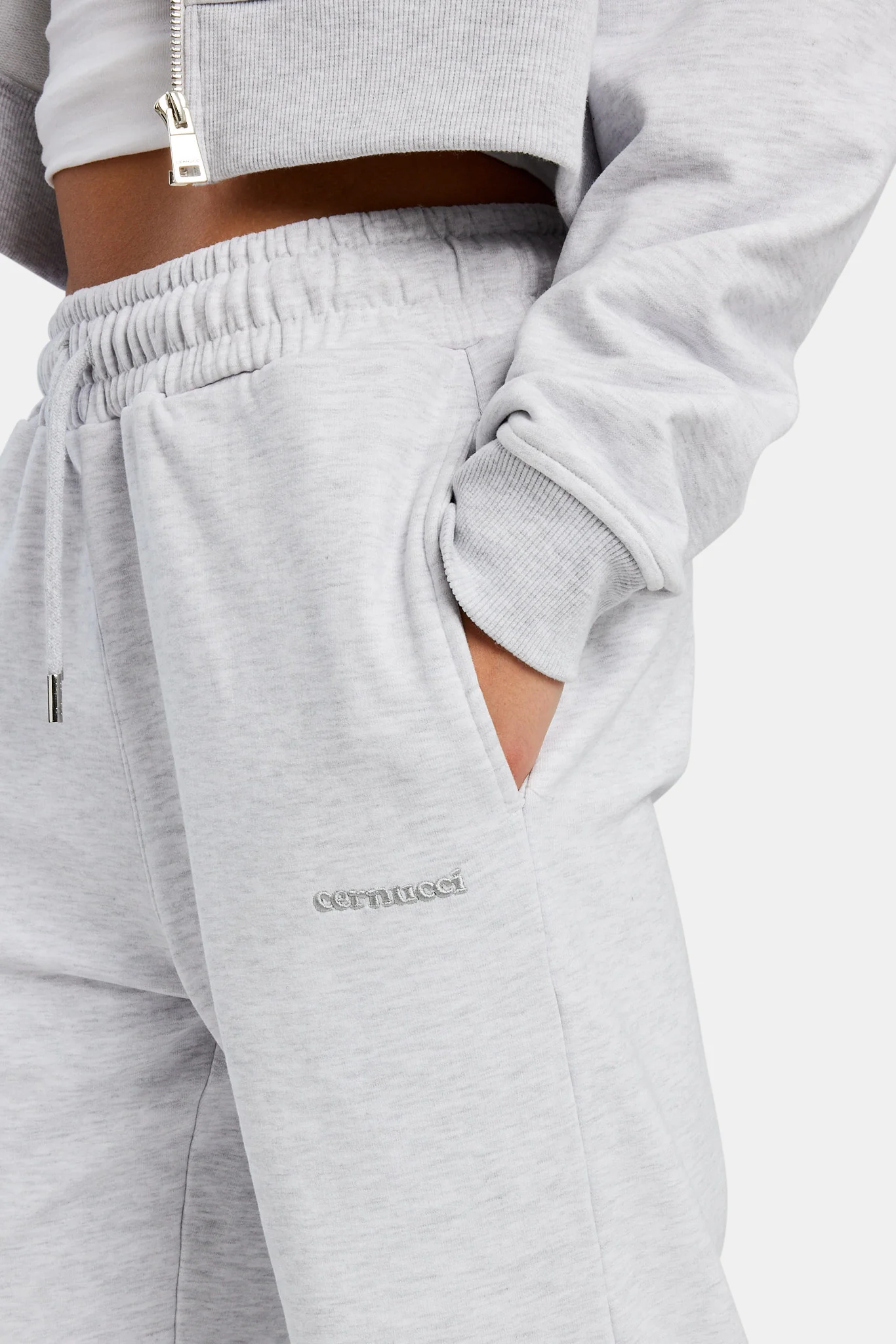 Ladies Wide Leg Jogger - Grey Marl - Image 3