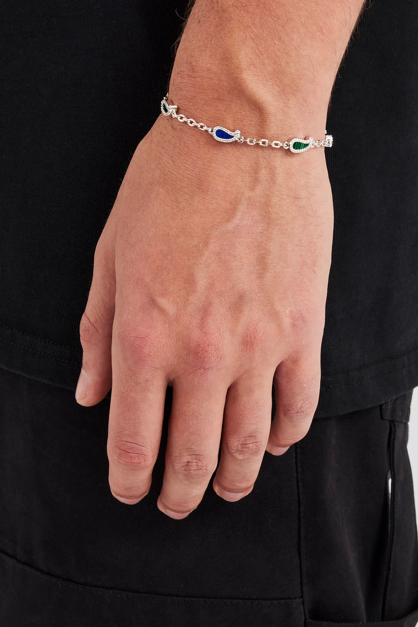 Lapis & Malachite Paisley Rolo Bracelet - 6mm