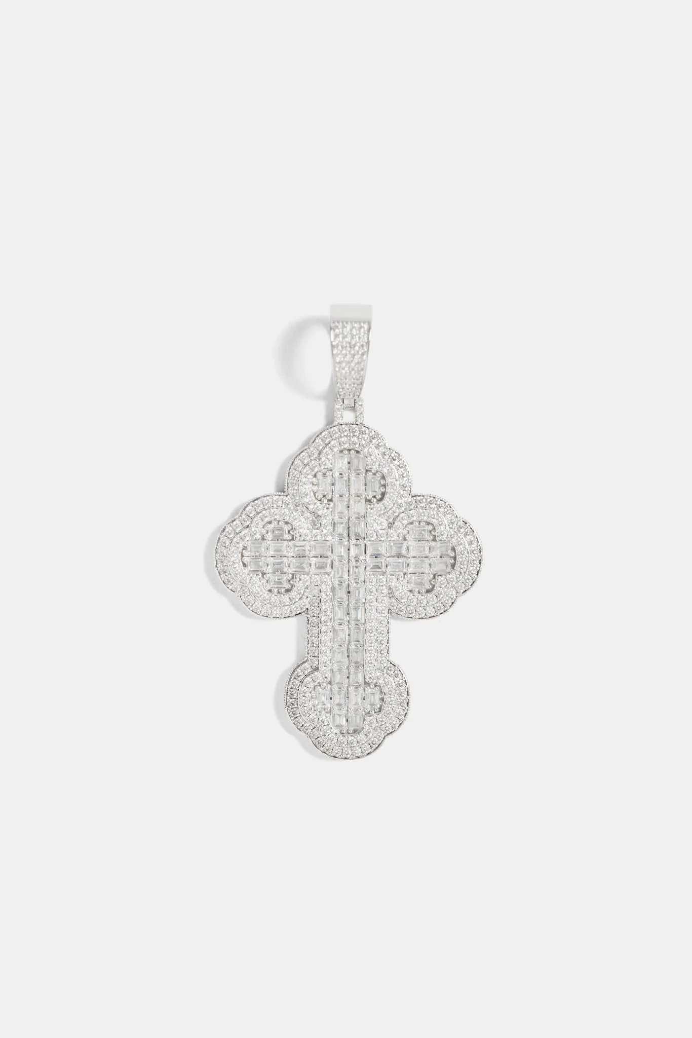 Large 70mm Iced CZ Rounded Cross Pendant - Image 2