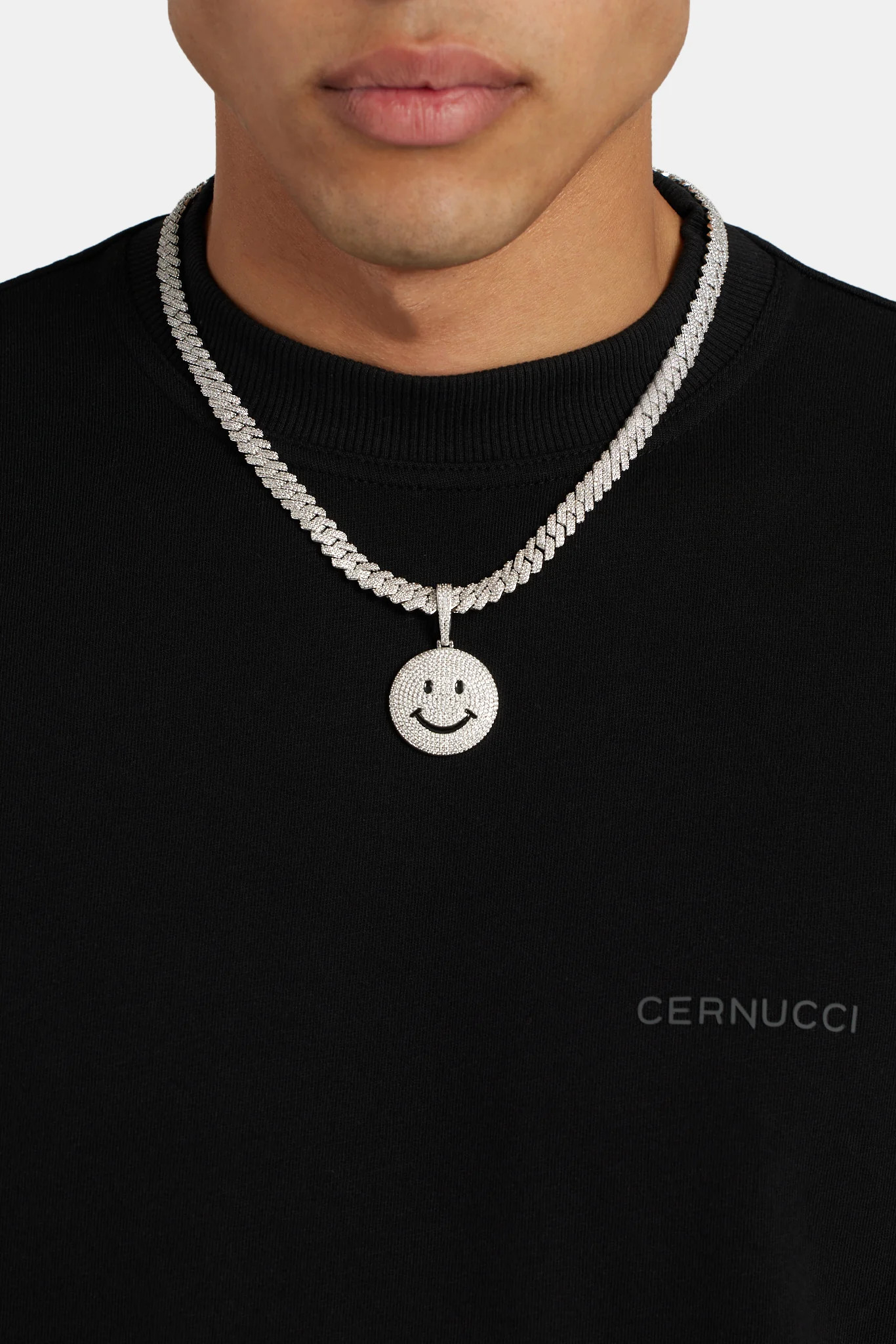 Large Iced CZ Happy Face Pendant - Image 3