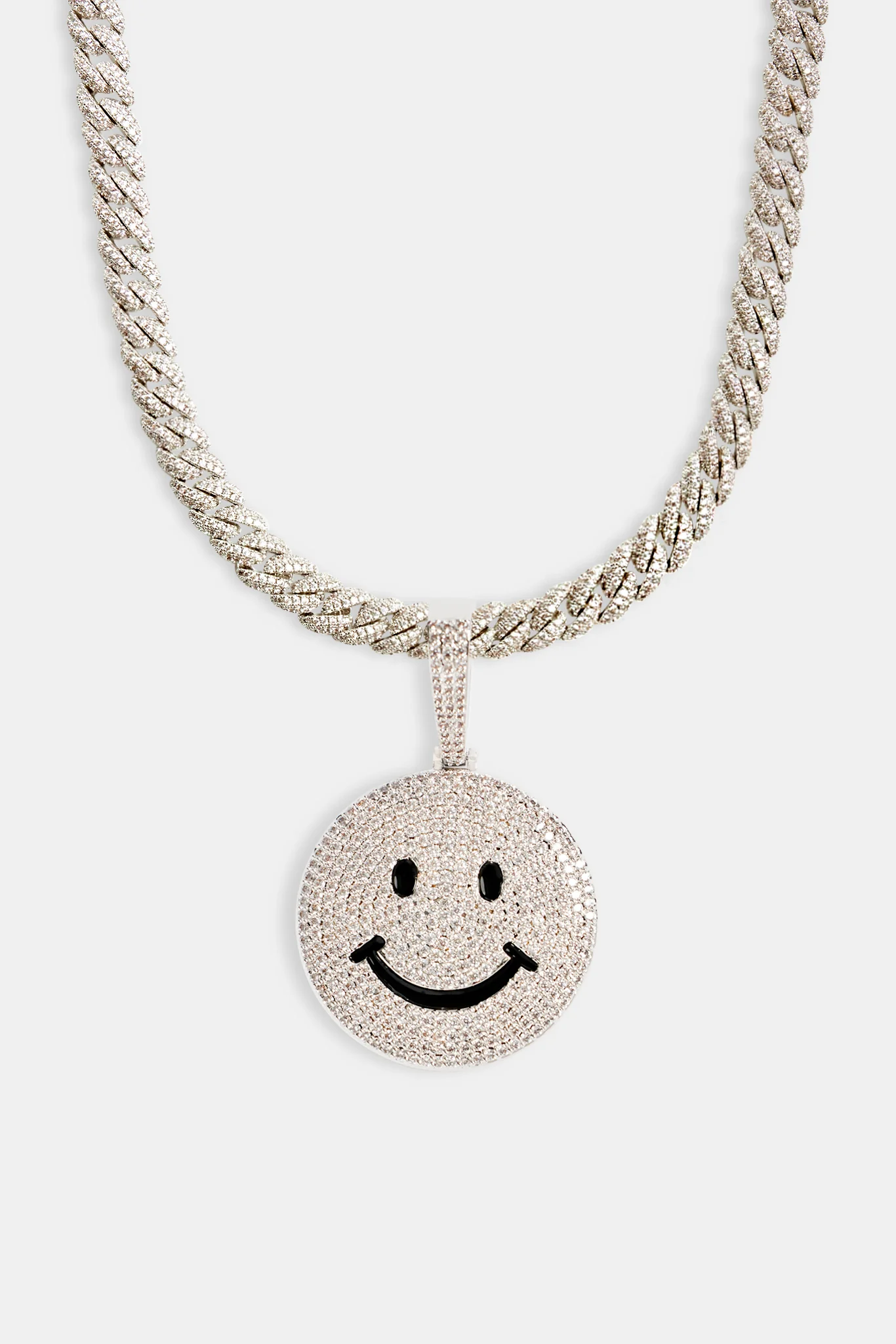 Large Iced CZ Happy Face Pendant - Image 4