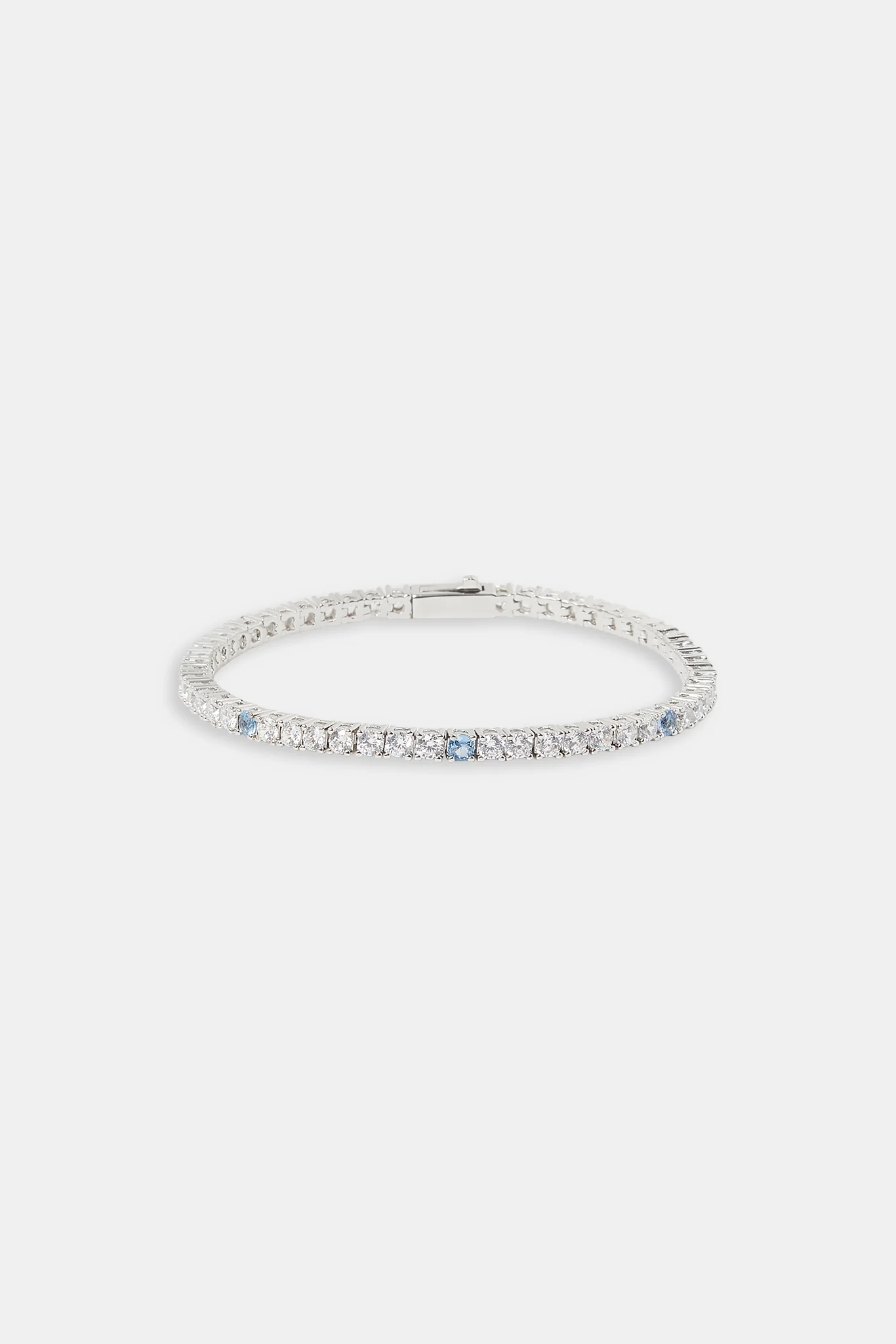 Light Blue & Clear Stone Tennis Bracelet - 3mm - Image 2