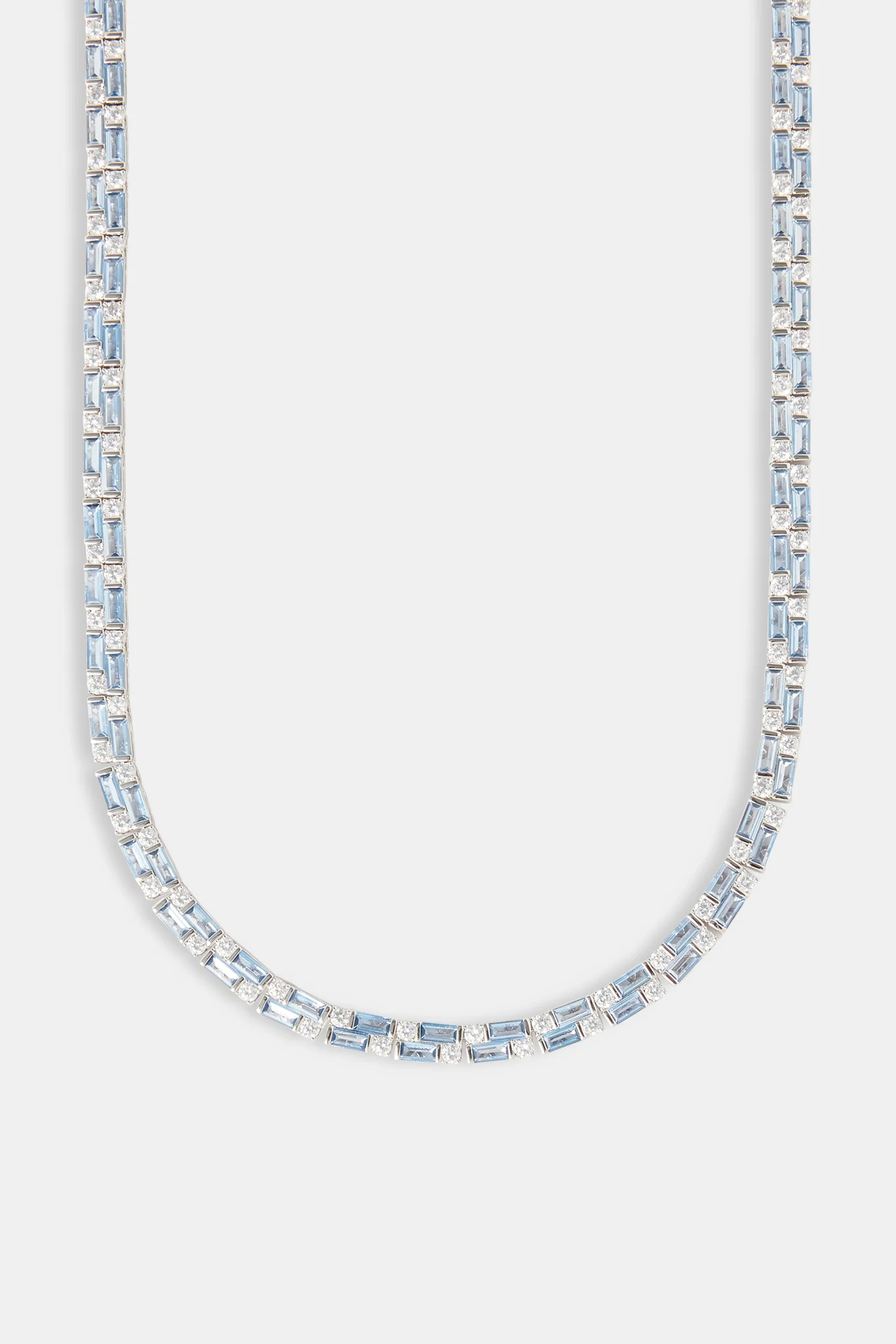 Light Blue Double Baguette Stone Tennis Chain - 6mm - Image 2