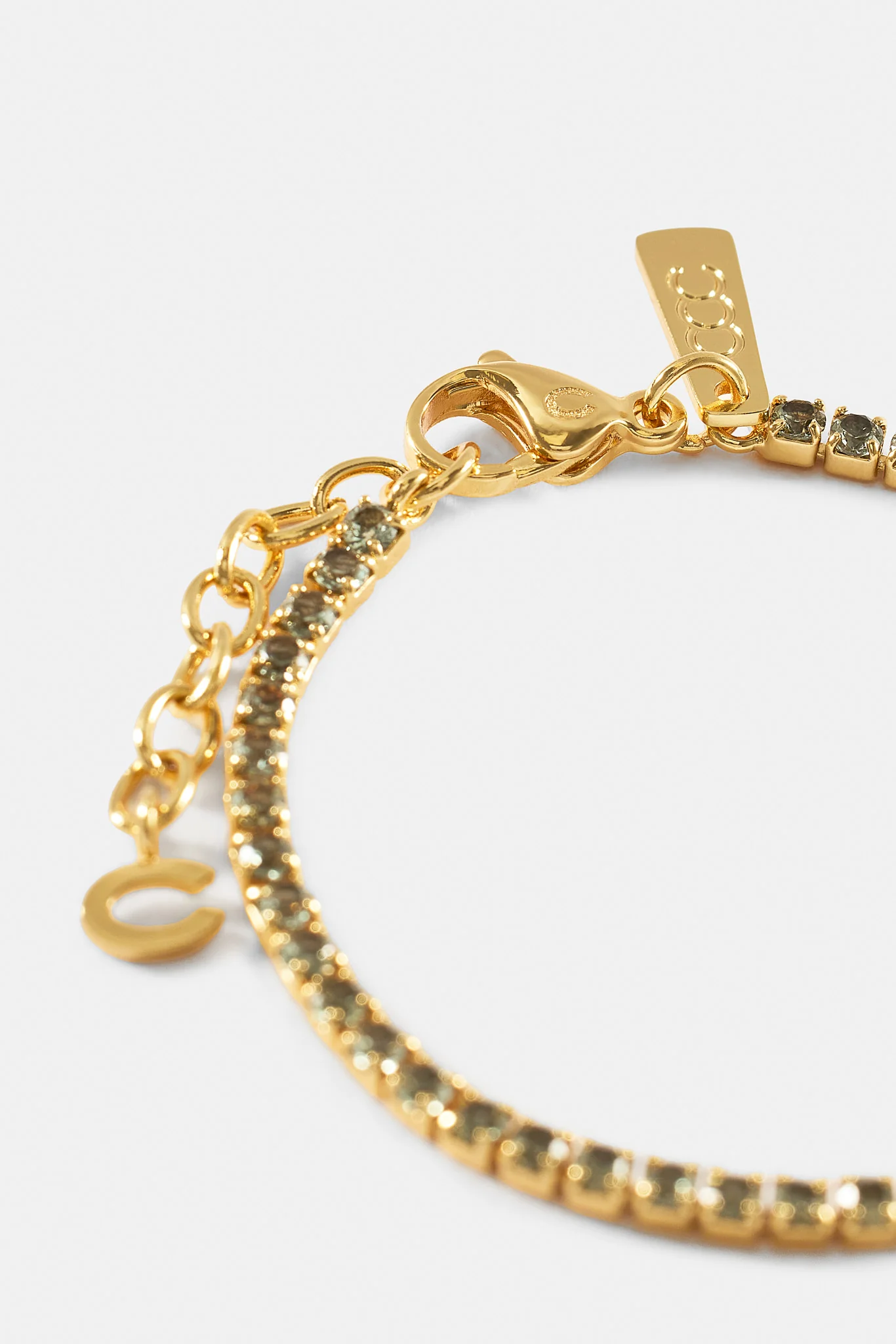 Light Green Micro Tennis Bracelet - 2.5mm - Gold - Image 2