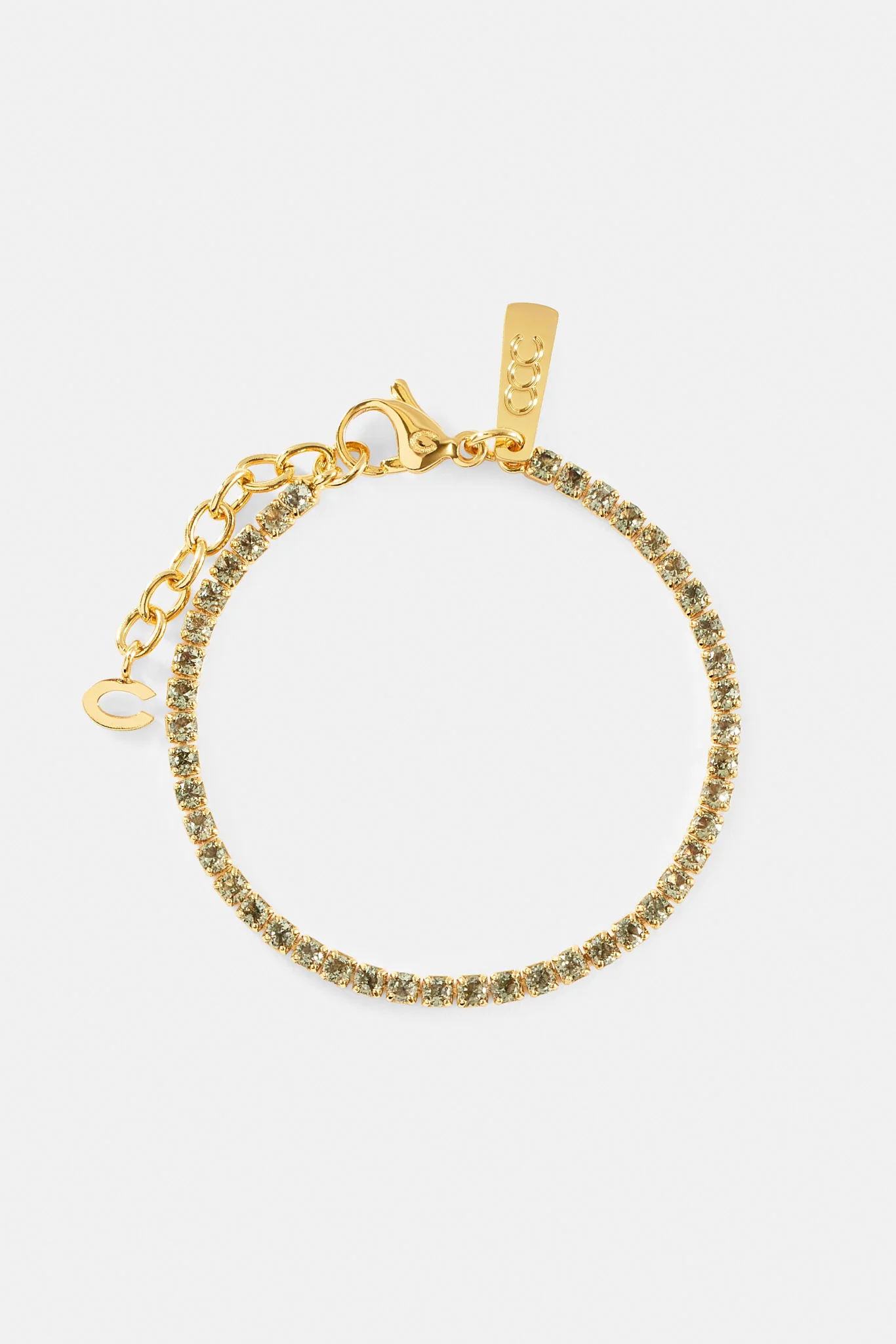 Light Green Micro Tennis Bracelet - 2.5mm - Gold - Image 3