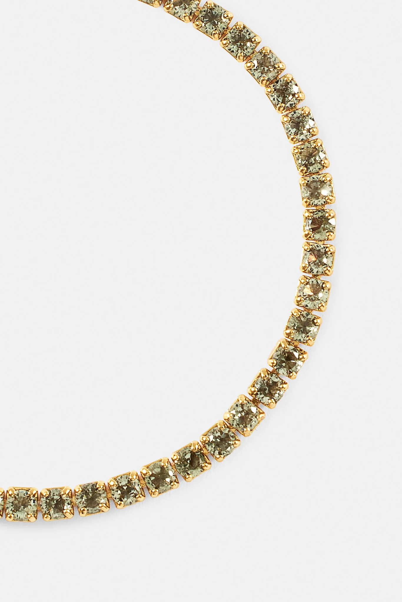 Light Green Micro Tennis Bracelet - 2.5mm - Gold - Image 4