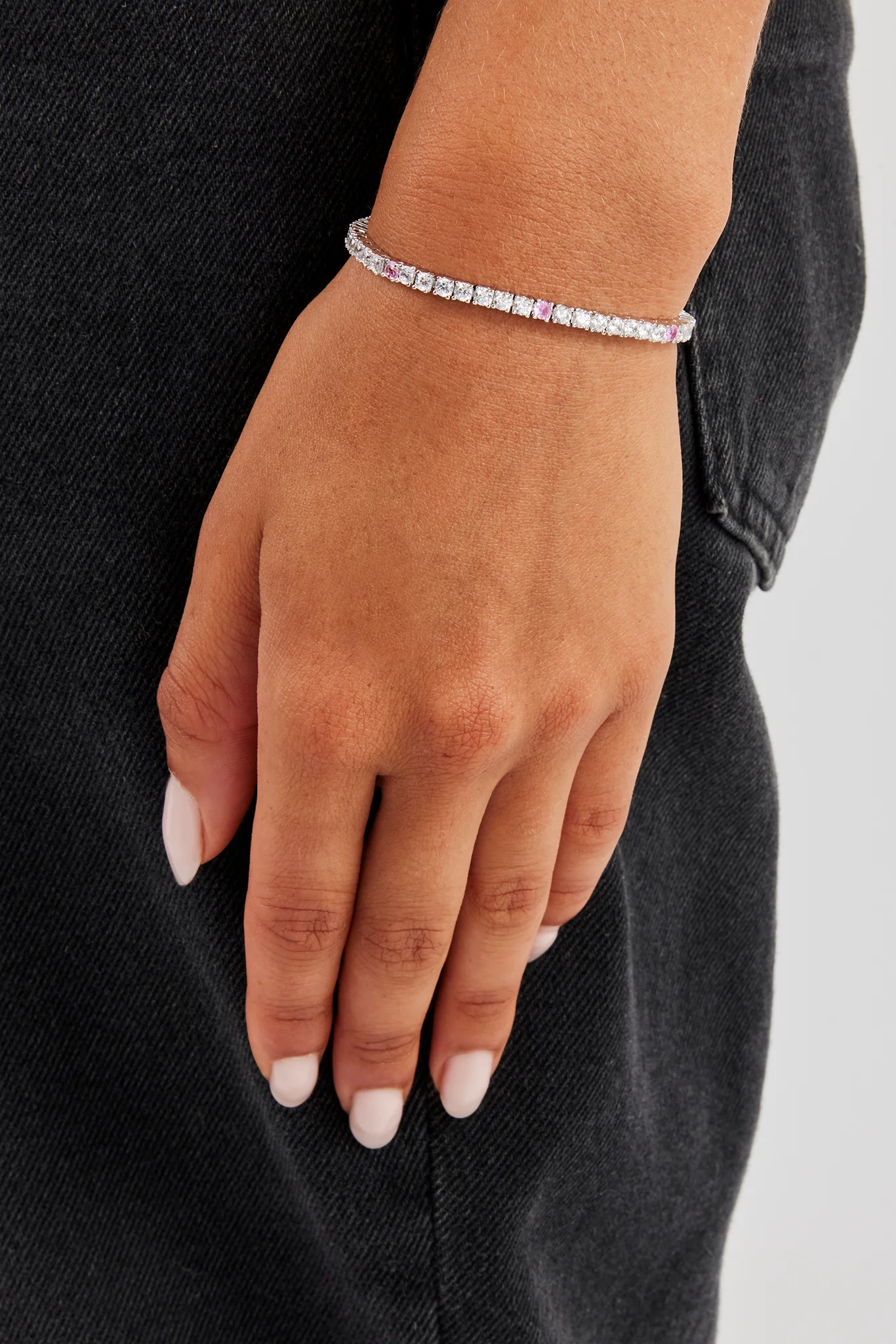 Light Pink & Clear Stone Tennis Bracelet - 3mm
