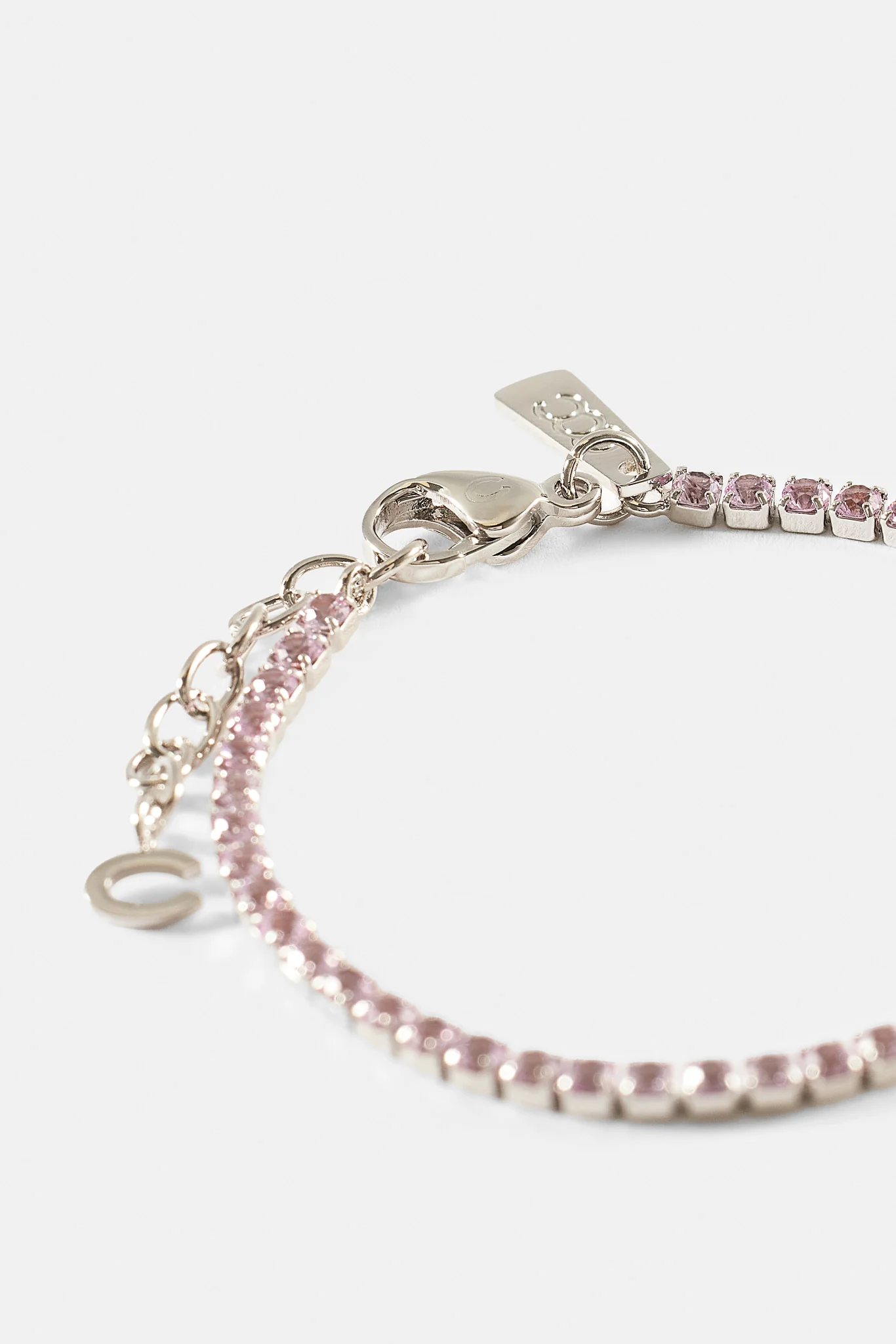 Light Pink Micro Tennis Bracelet - 2.5mm - Image 2