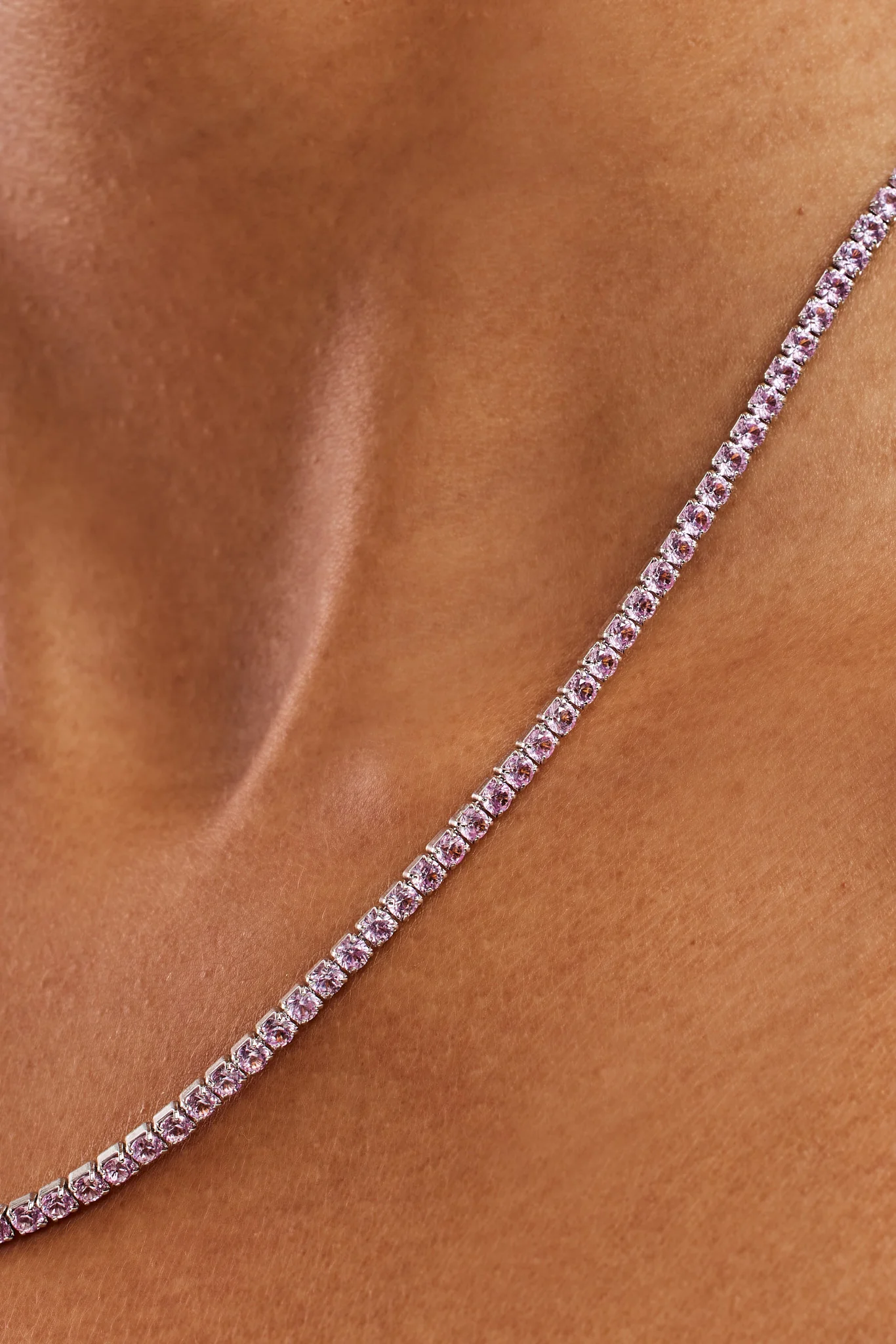 Light Pink Micro Tennis Chain - 2.5mm - Image 3