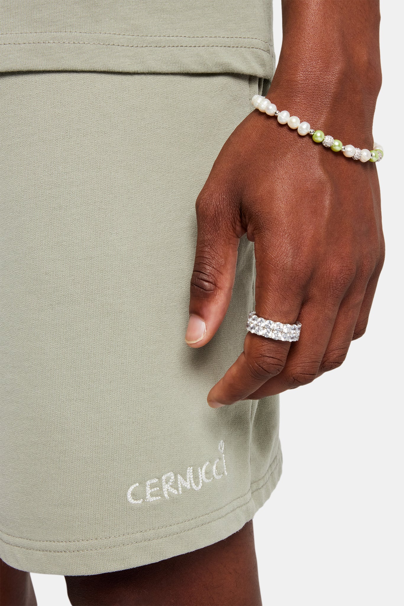 Logo Embroidered Jersey Short - Sage - Image 4