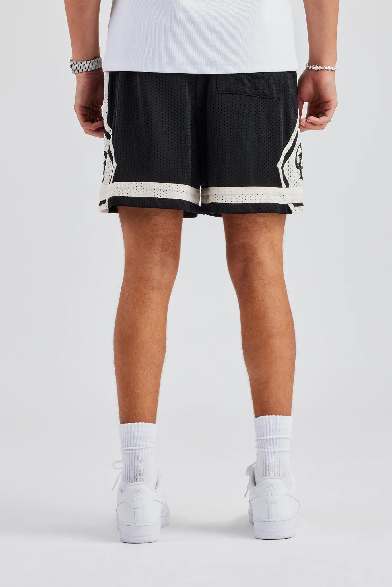 Logo Panelled Mesh Short - Black - Image 4