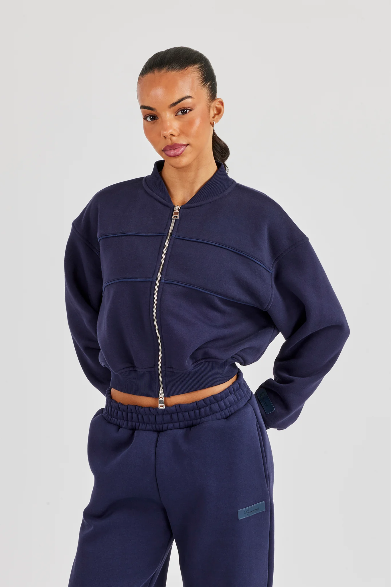 Logo Tab Seam Detail Bomber - Navy Blue - Image 4