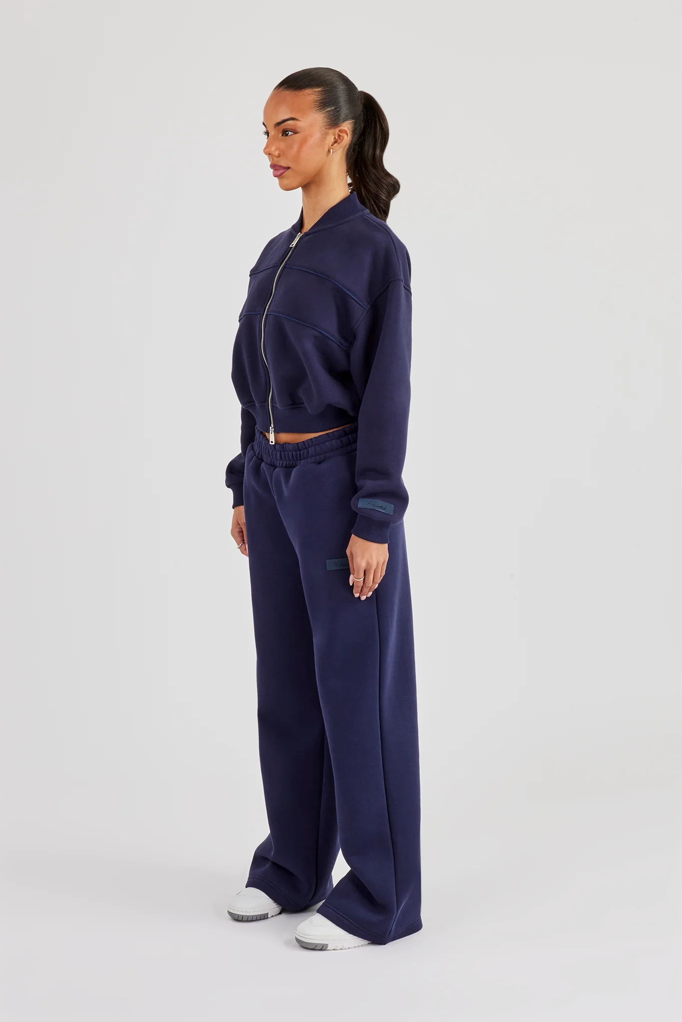 Logo Tab Seam Detail Bomber & Wide Leg Jogger - Navy Blue - Image 2