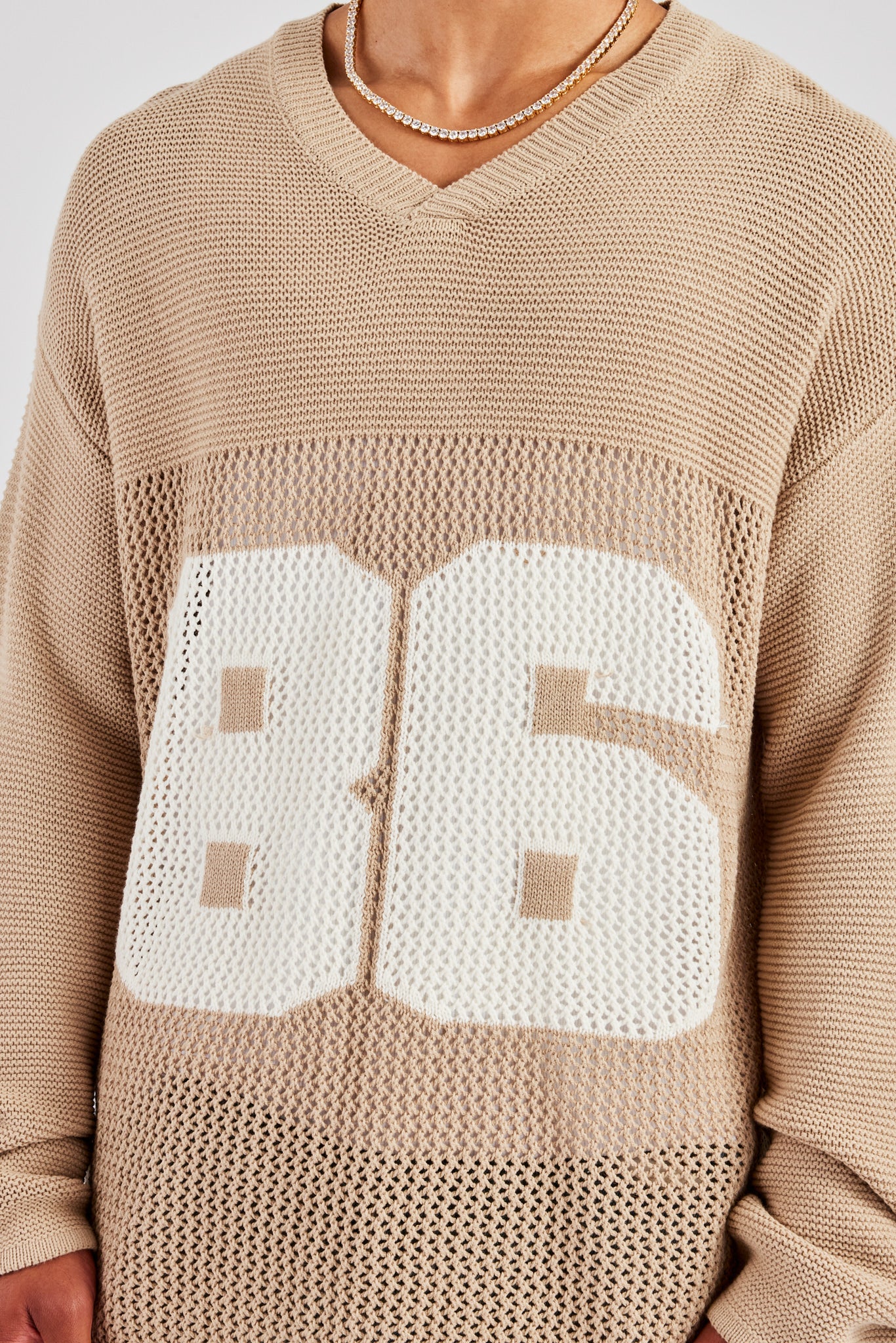 Long Sleeve 86 Knit Varsity - Taupe - Image 3