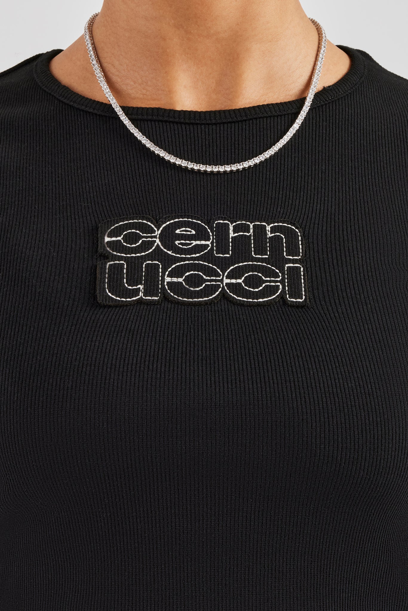 Long Sleeve Applique T-Shirt - Black - Image 3