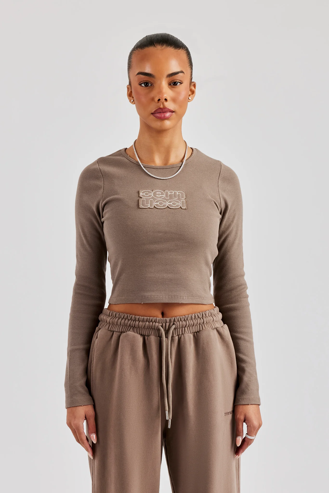 Long Sleeve Applique T-Shirt - Chocolate - Image 5
