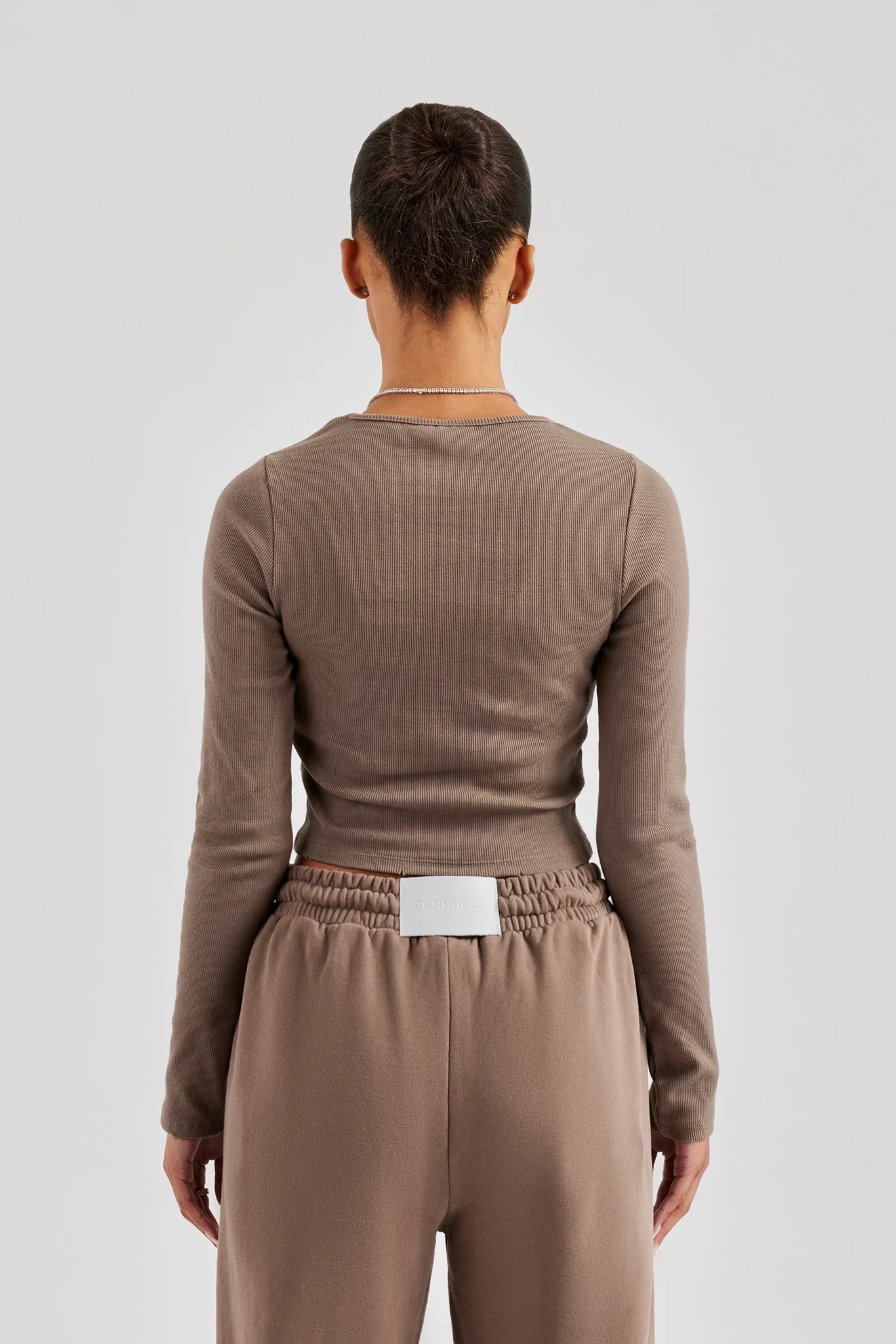 Long Sleeve Applique T-Shirt - Chocolate - Image 7