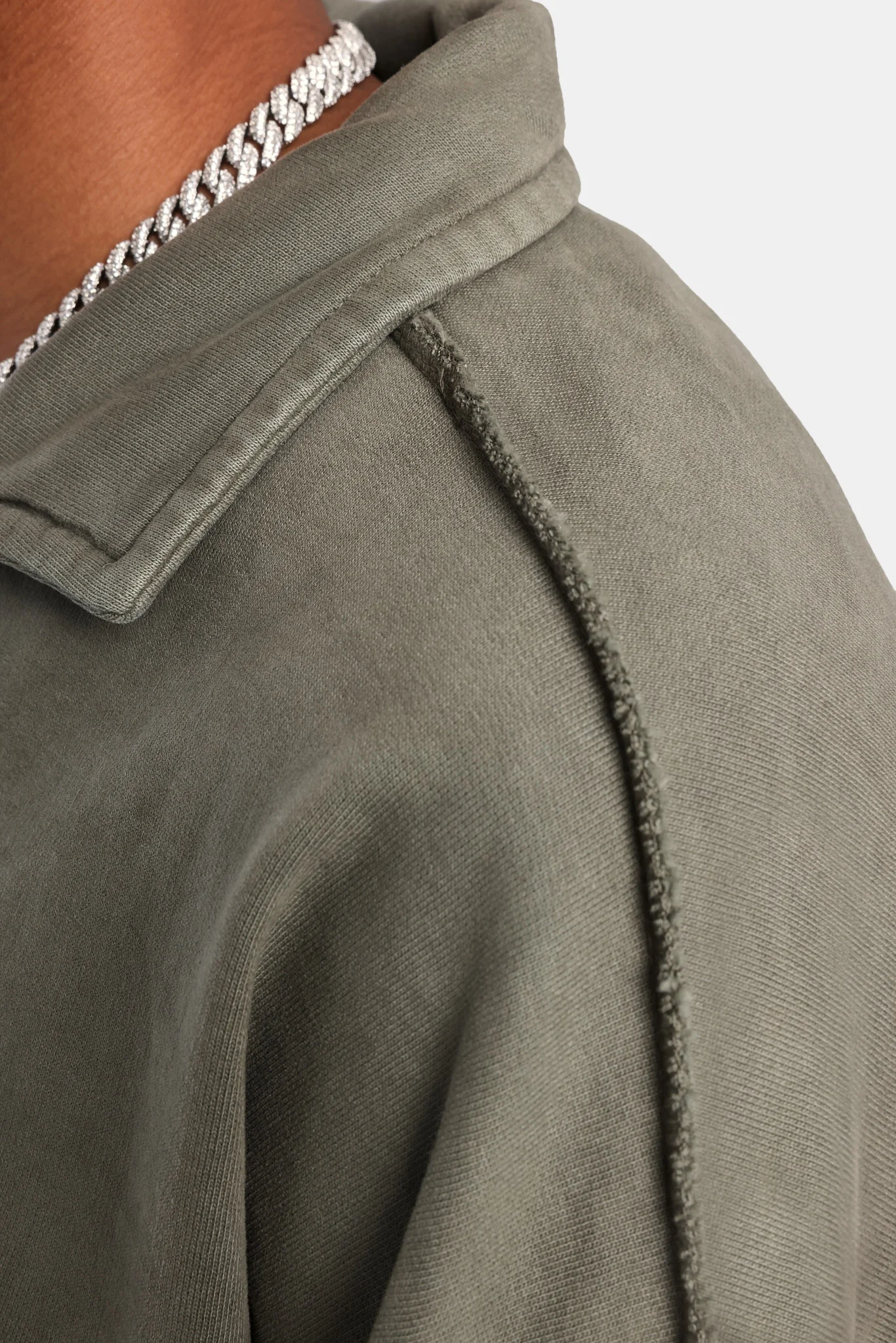Long Sleeve Collared Sweatshirt - Washed Green - Image 5