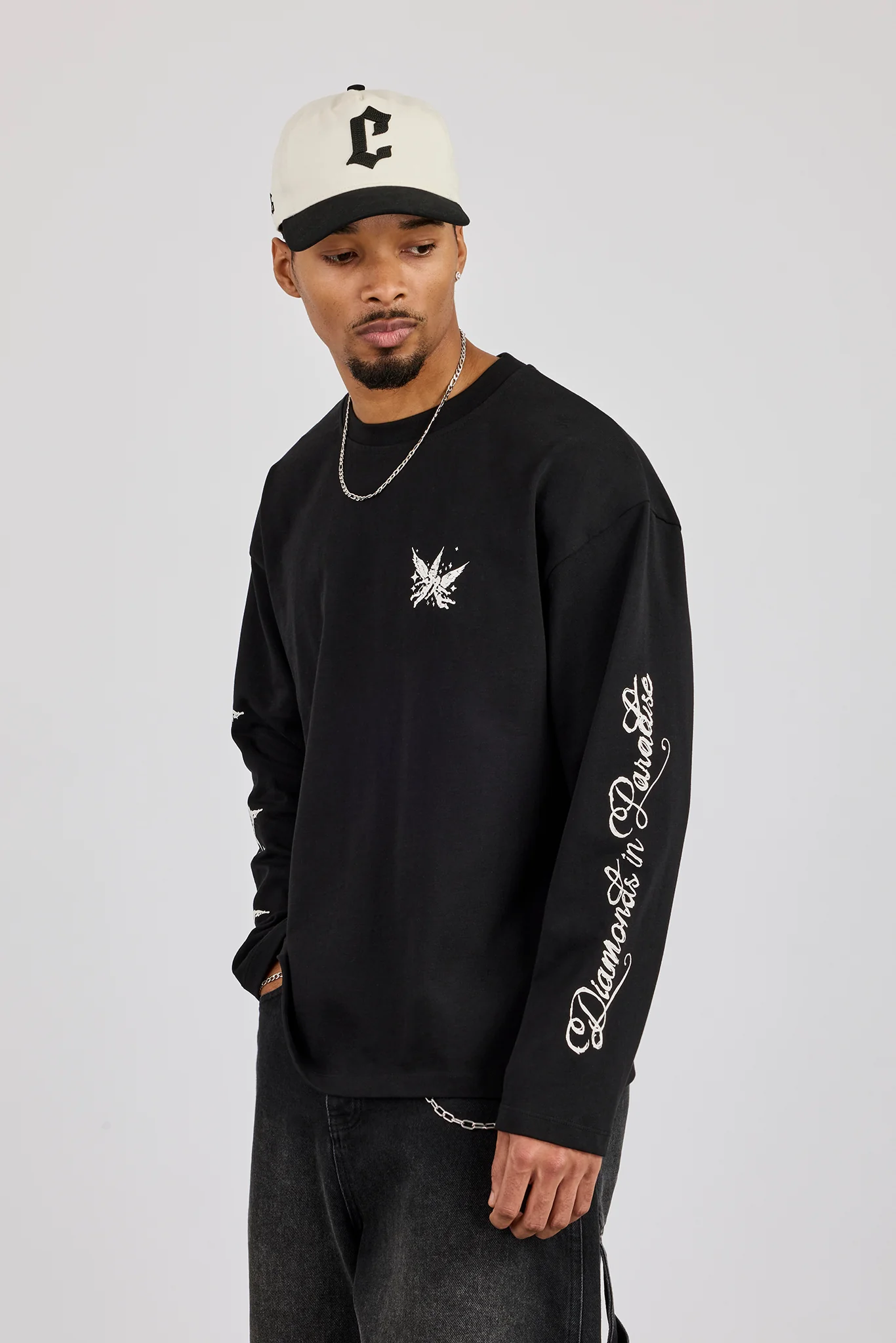 Long Sleeve Diamonds In Paradise T-Shirt - Black - Image 2