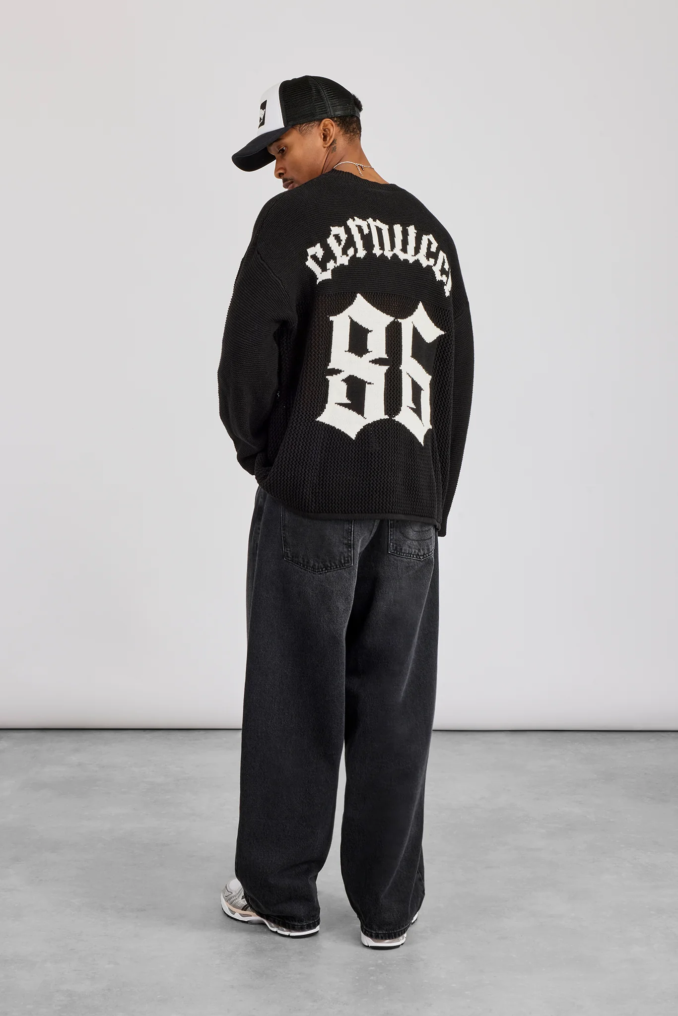 Long Sleeve Knit Varsity Top - Black - Image 4