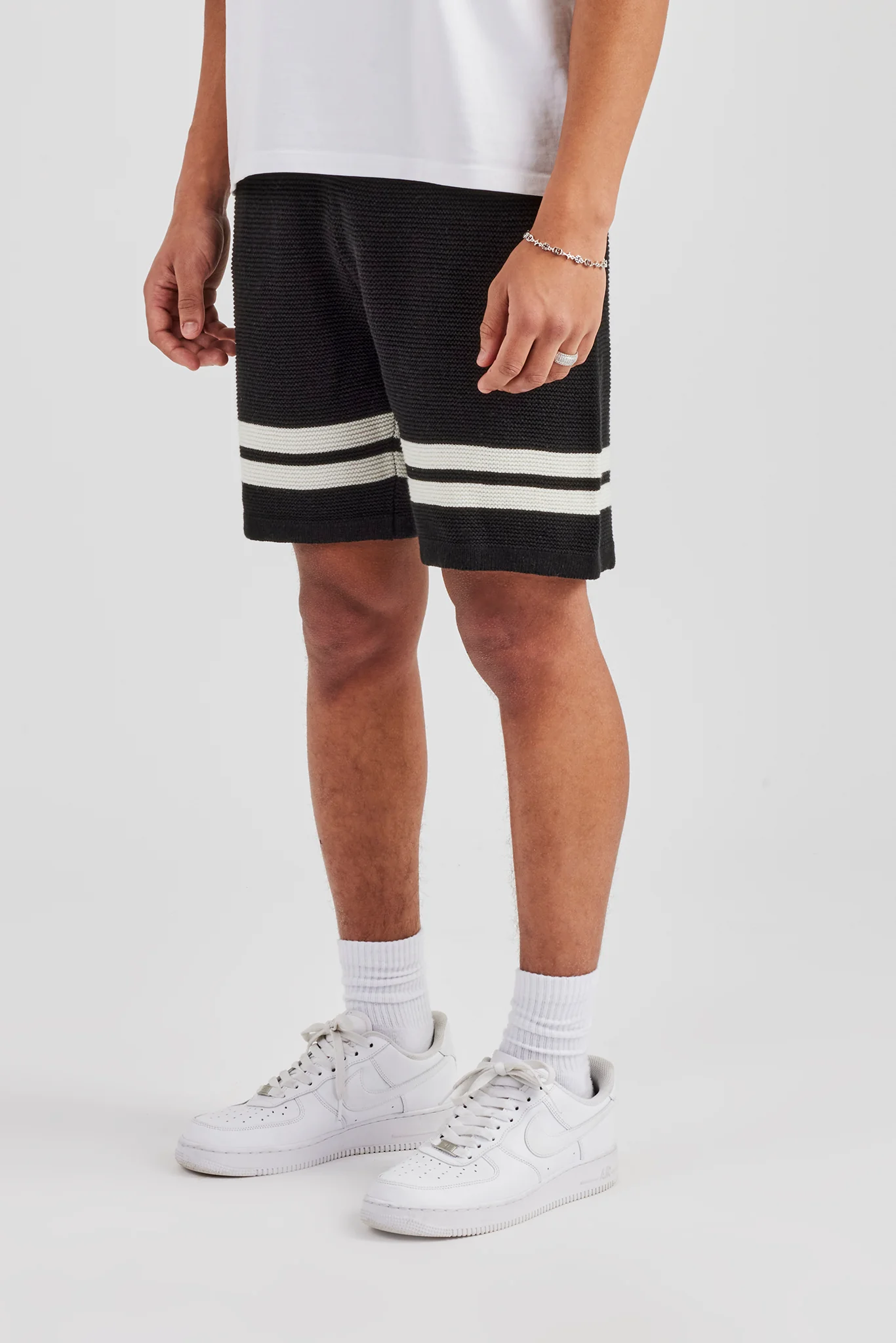 Loose Fit Knitted Short - Black - Image 5