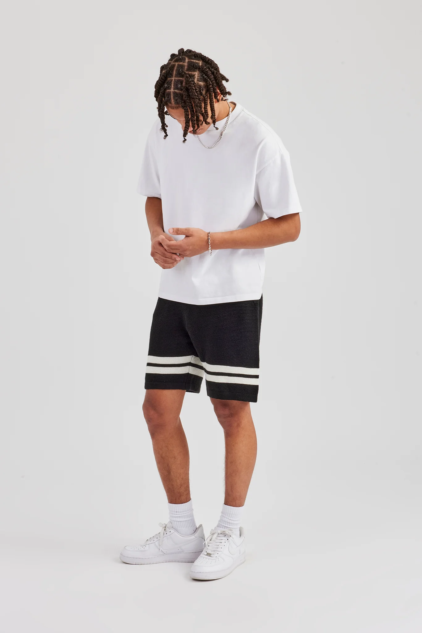 Loose Fit Knitted Short - Black - Image 8