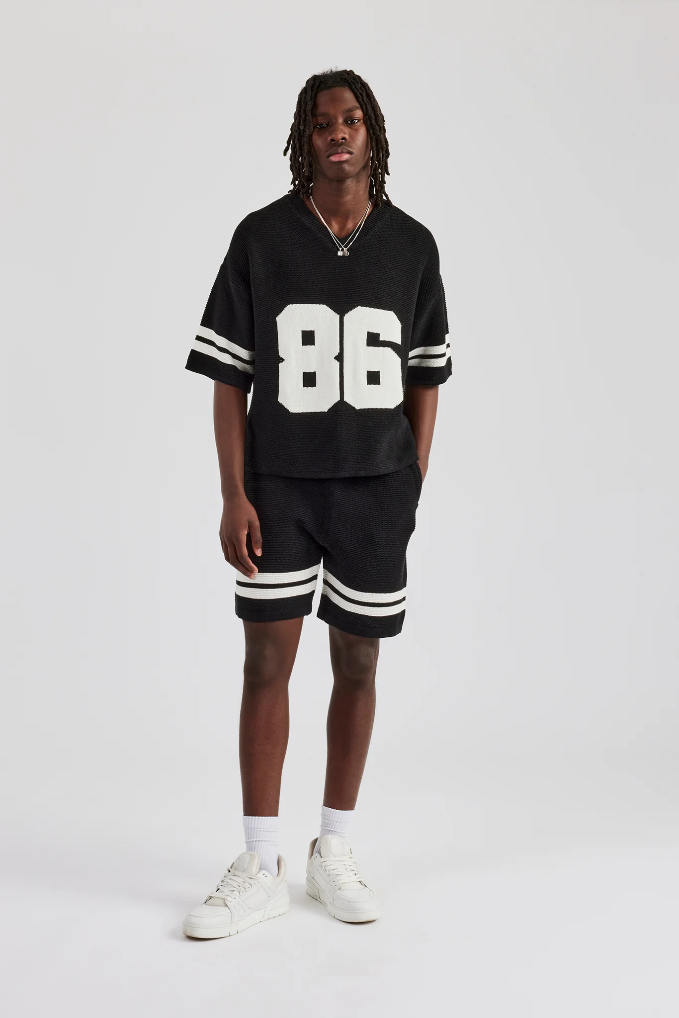 Loose Fit Knitted Short - Black - Image 9