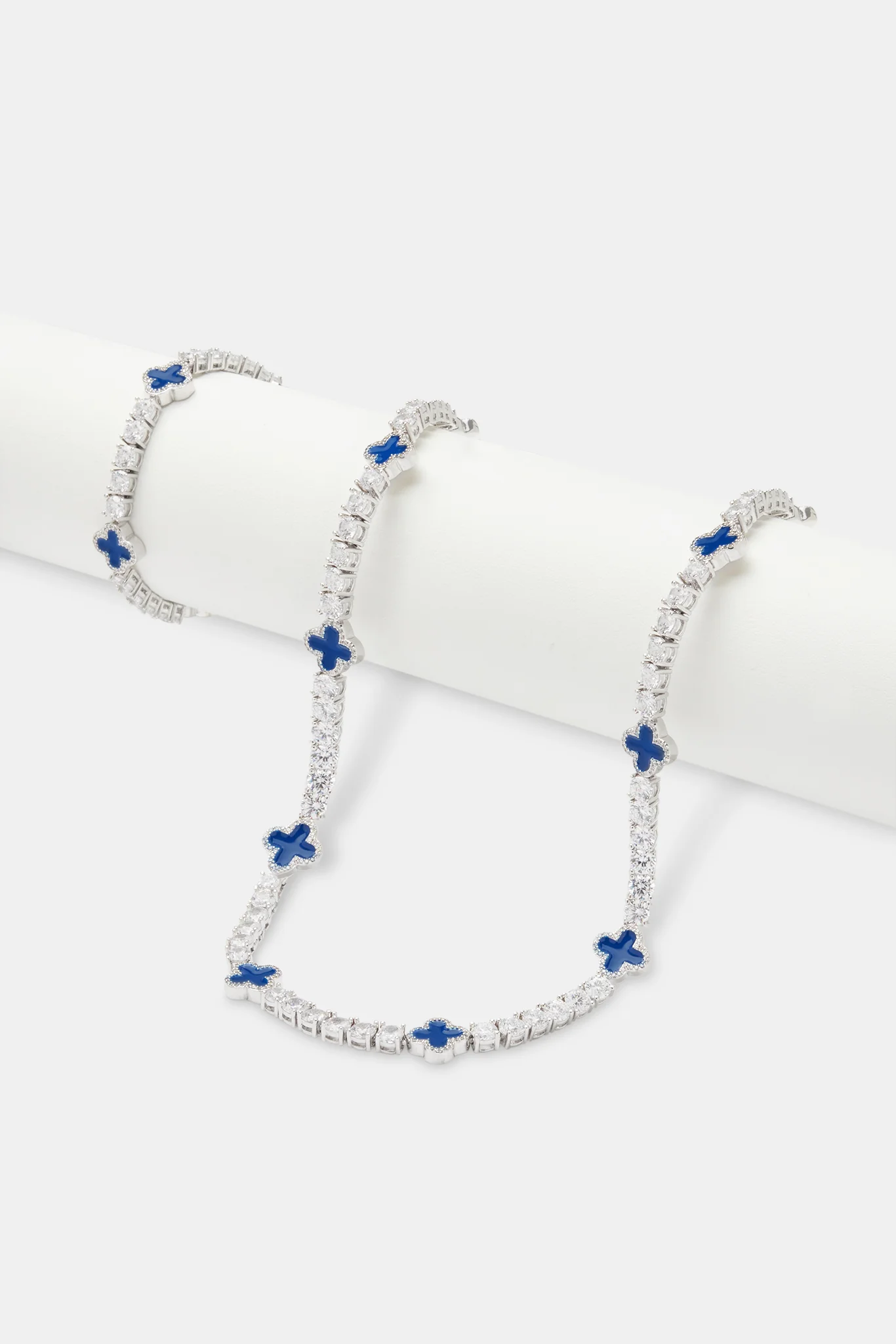 Mens Blue Motif Tennis Chain + Bracelet - 5mm - Image 2