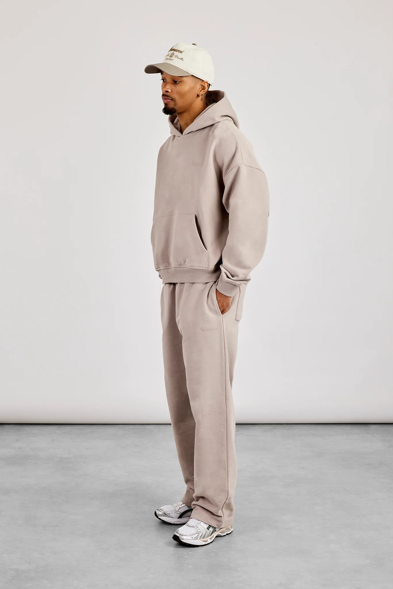 Mens Boxy Hoodie - Stone - Image 2