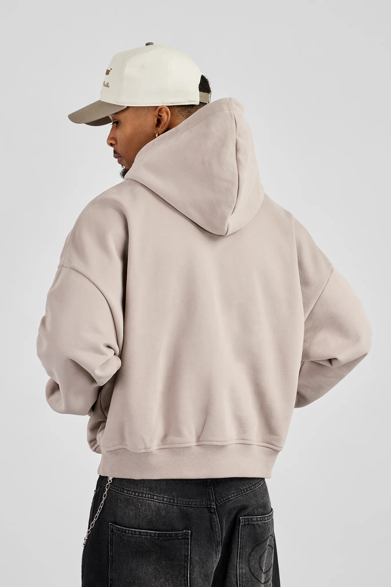 Mens Boxy Hoodie - Stone - Image 4