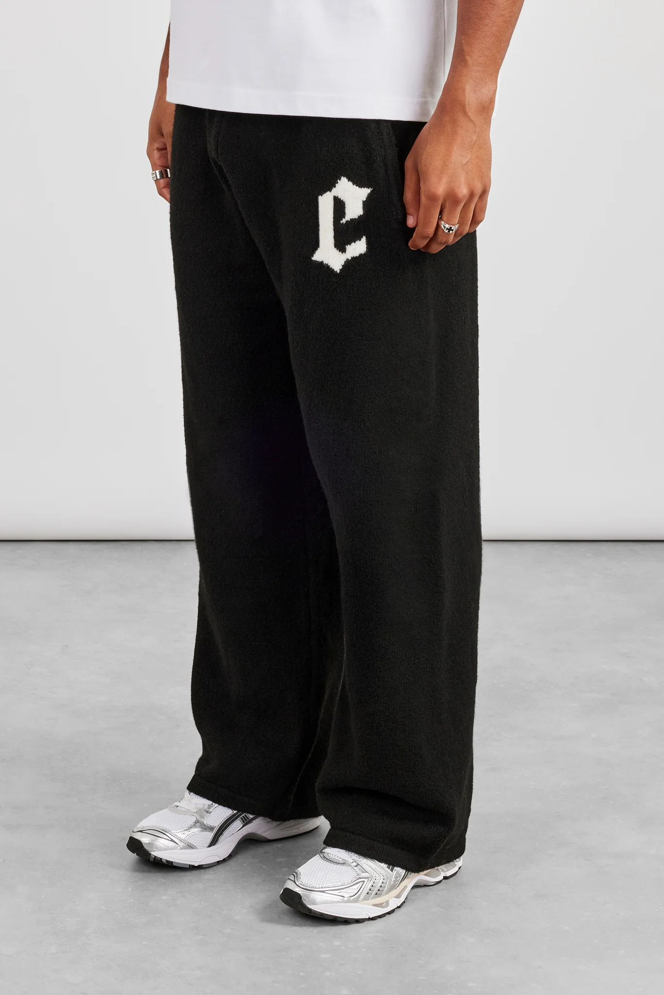 Mens C Knitted Jogger - Black - Image 3