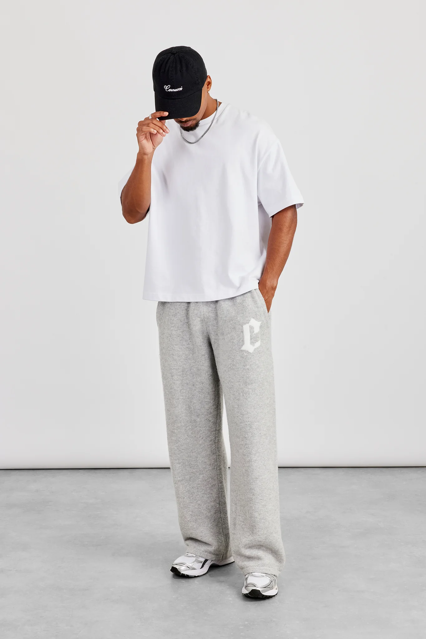 Mens C Knitted Jogger - Grey - Image 4