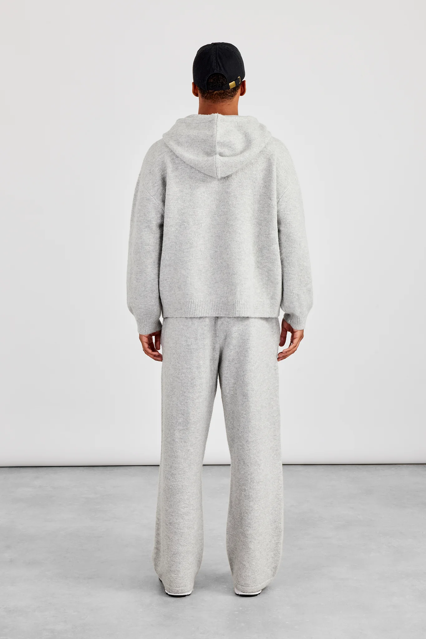 Mens C Knitted Zip Through Hoodie & Jogger - Grey - Image 4
