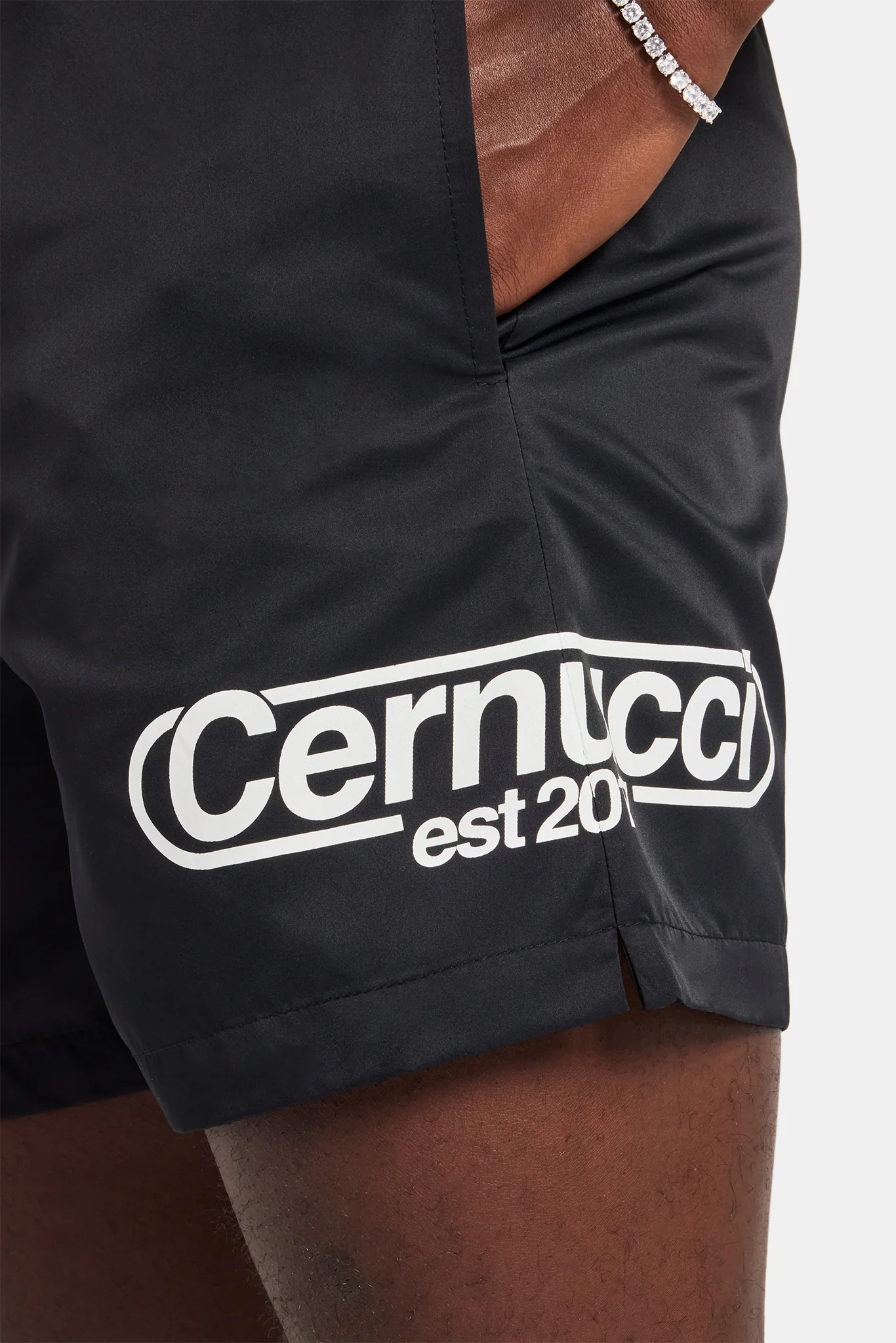Mens Contrast Swimshort - Black - Image 2