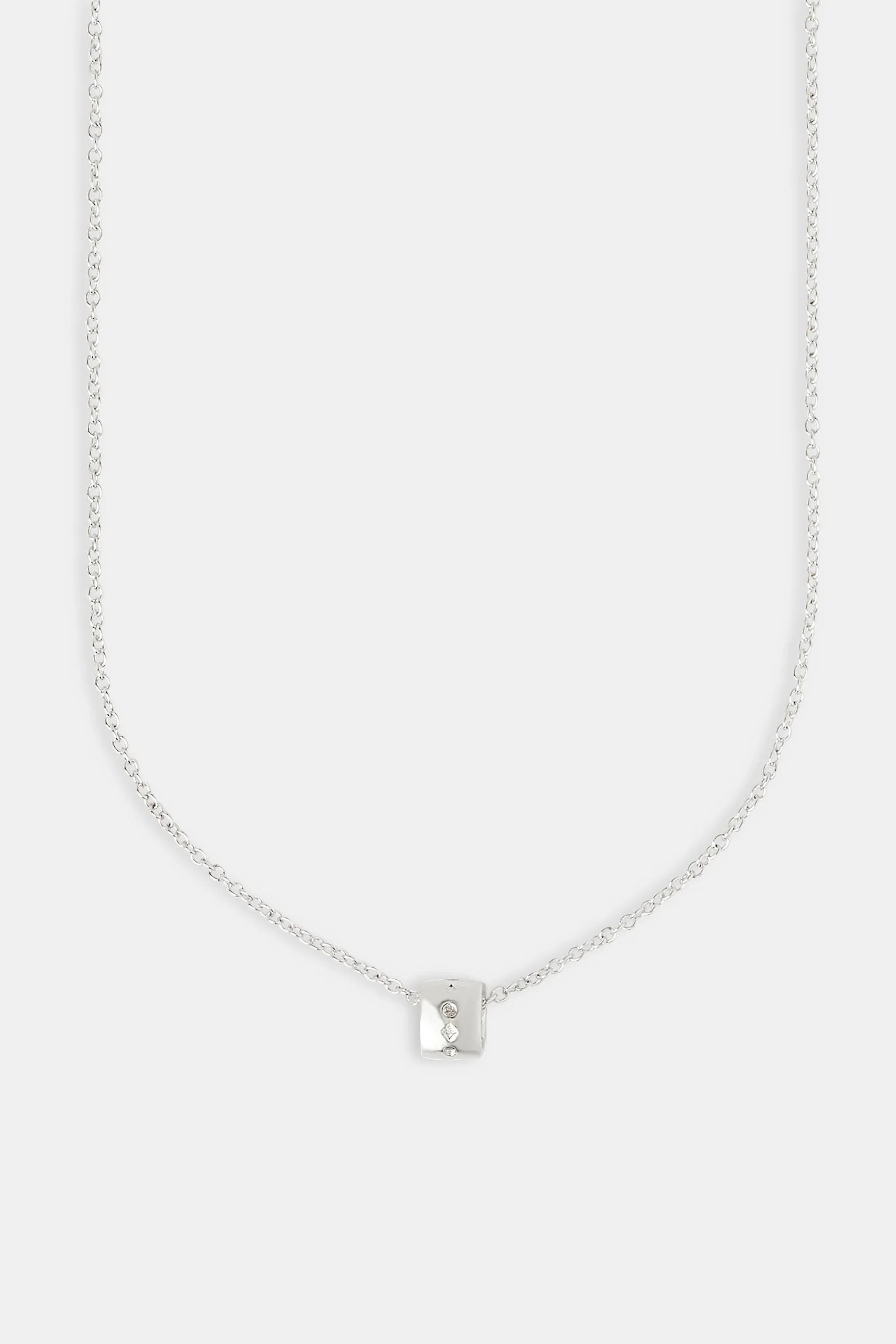 Engraved Hoop Rolo Necklace - 12mm - White - Image 2