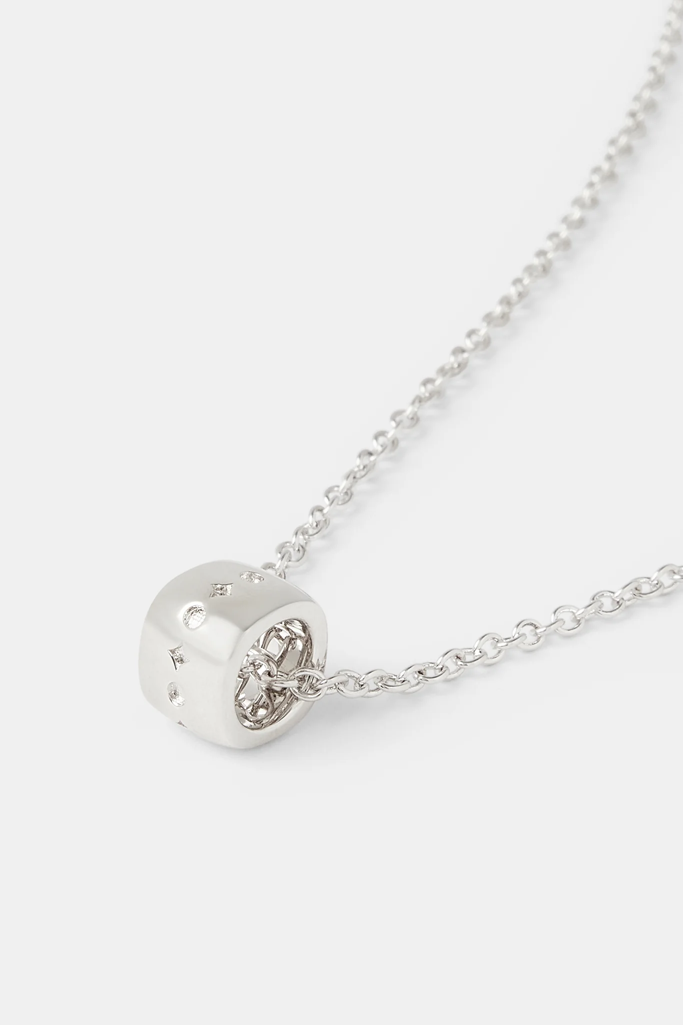 Engraved Hoop Rolo Necklace - 12mm - White - Image 3