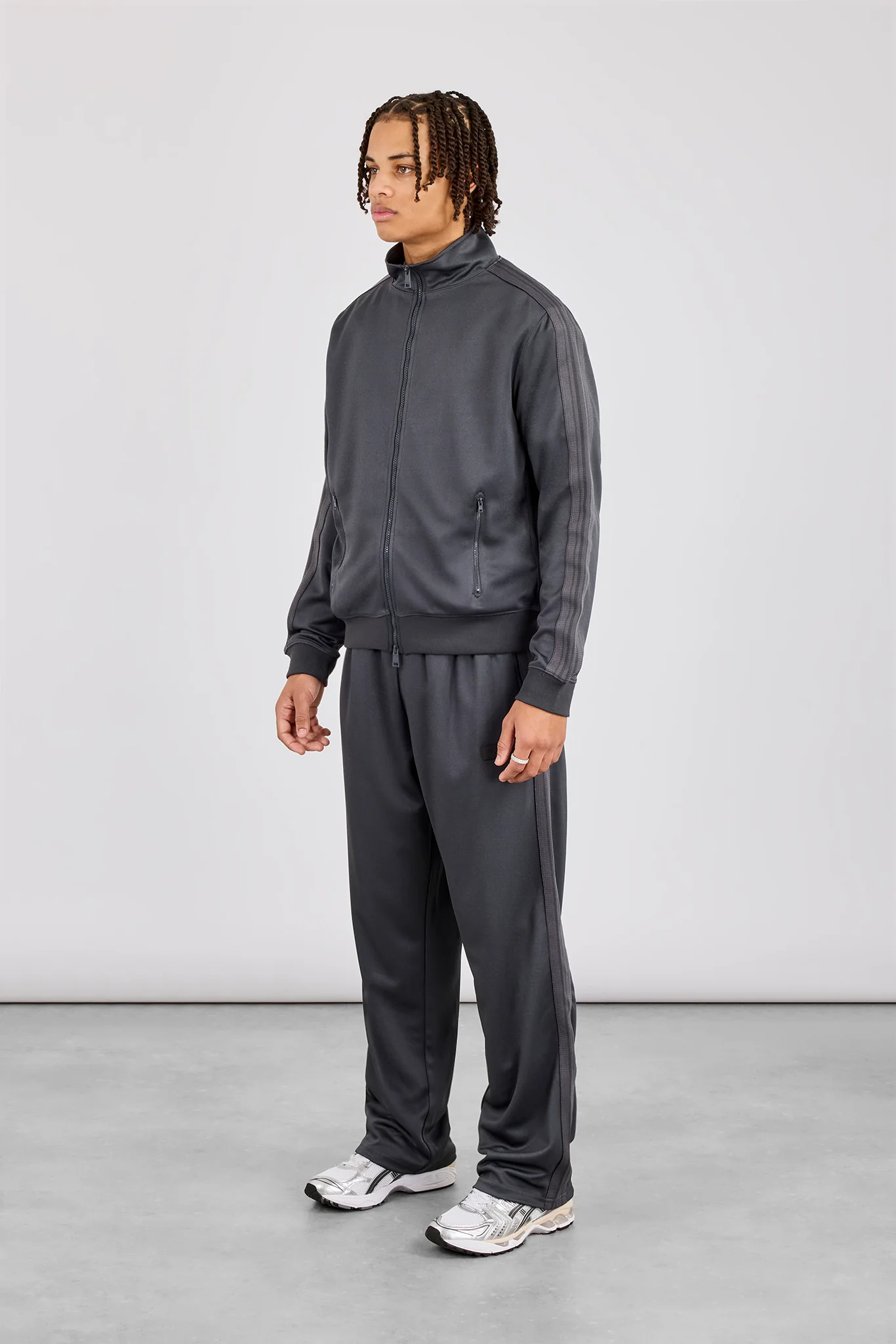 Mens Regular Poly Smooth Taping Tracksuit - Charcoal - Image 3