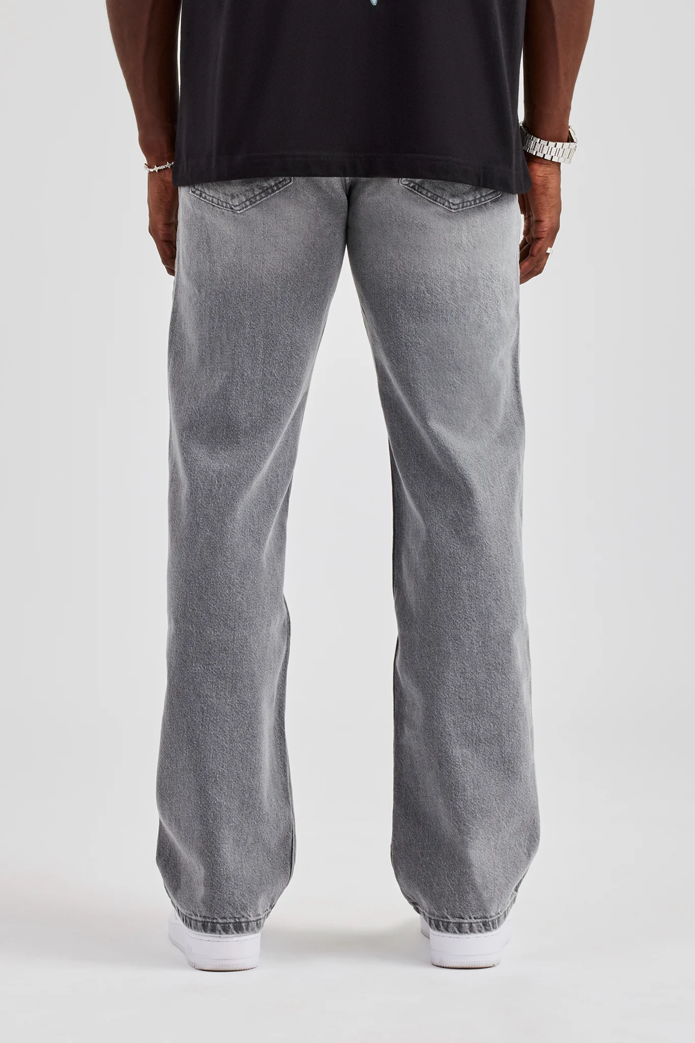 Mens Relaxed Fit Jeans - Washed Grey - Image 4